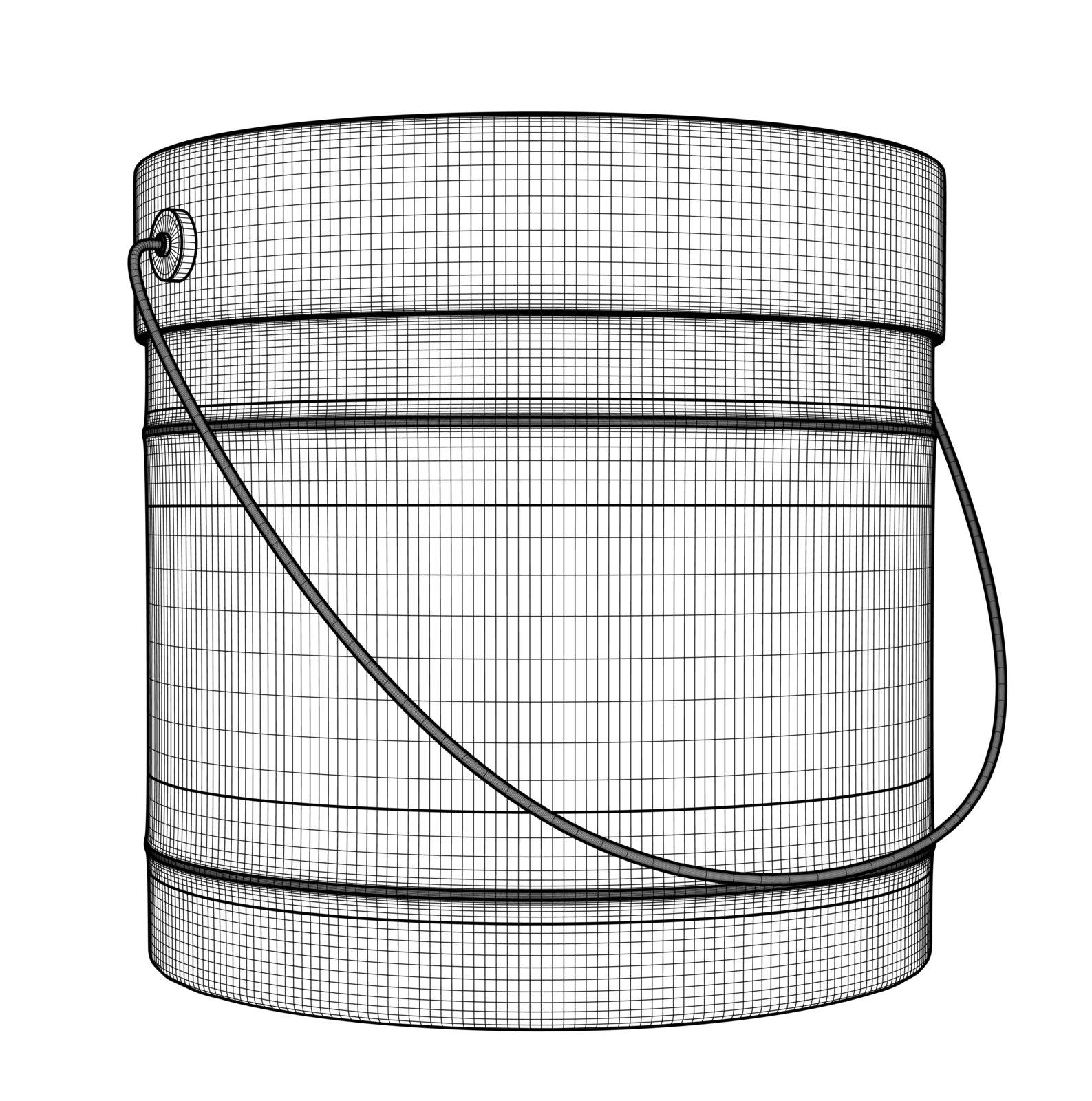 Closed tin can with color for wall painting. Black outline illustration on white background. Sketch.