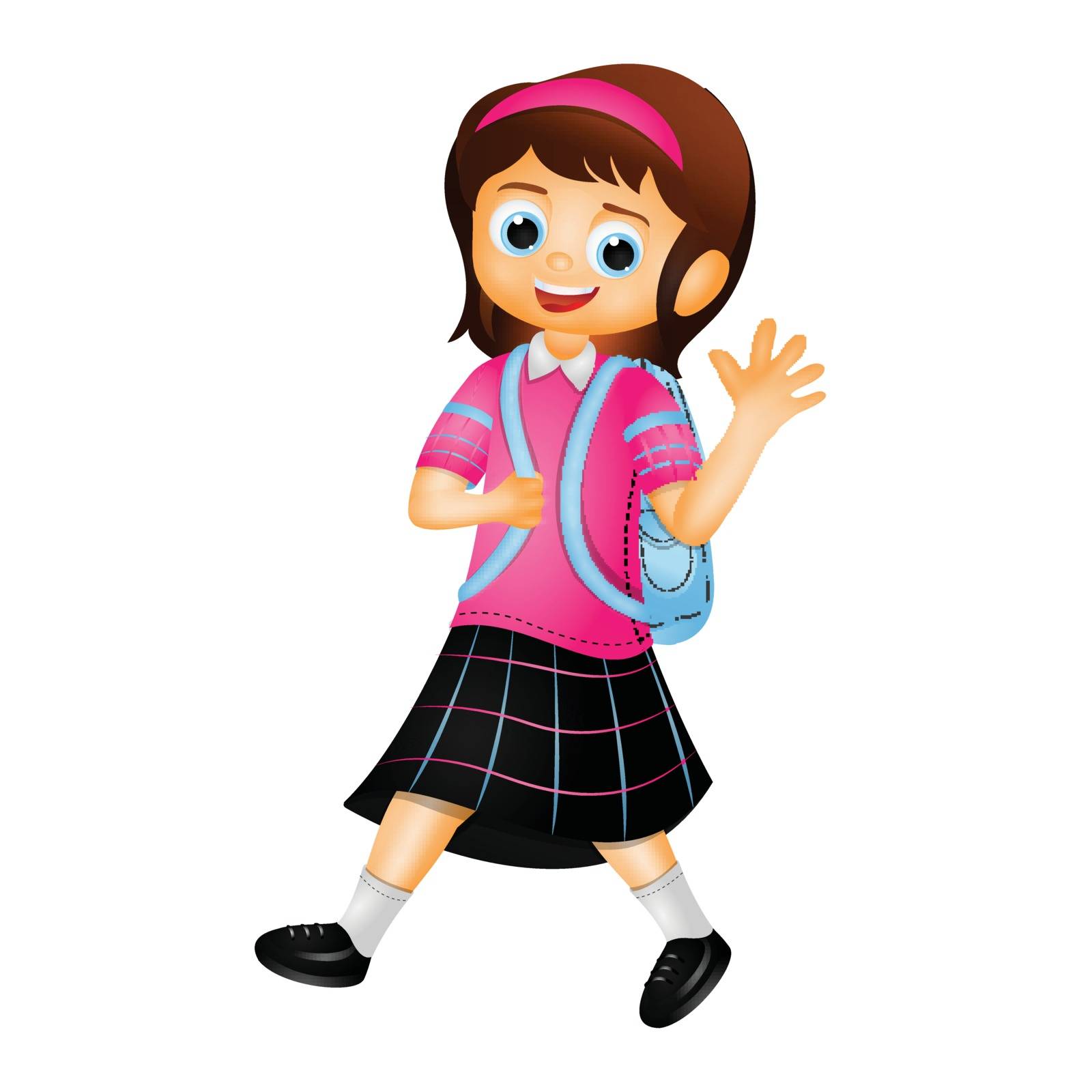 Cute girl going to school with backpack.