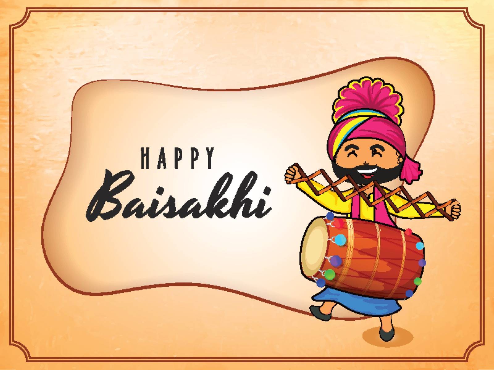 Cute punjabi man dancing while playing drum, Baisakhi celebrati Stock Image  | VectorGrove - Royalty Free Vector Images with commercial license
