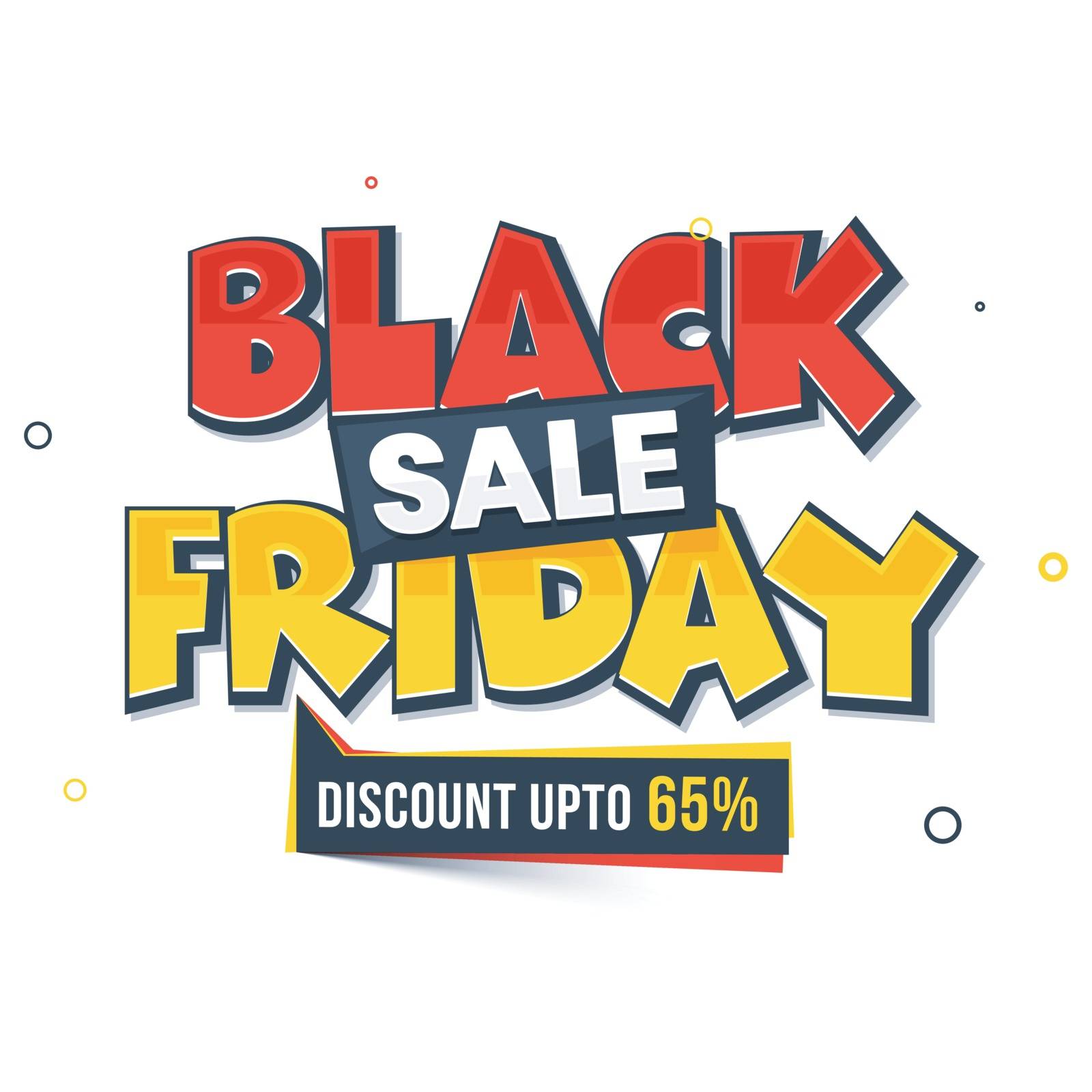 Black Friday Sale template or flyer design with 65% discount offer.