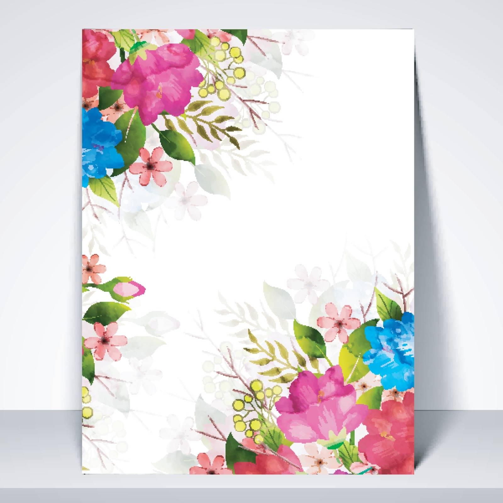 Beautiful Greeting Card or Invitation Card template layout with colorful flowers decoration.