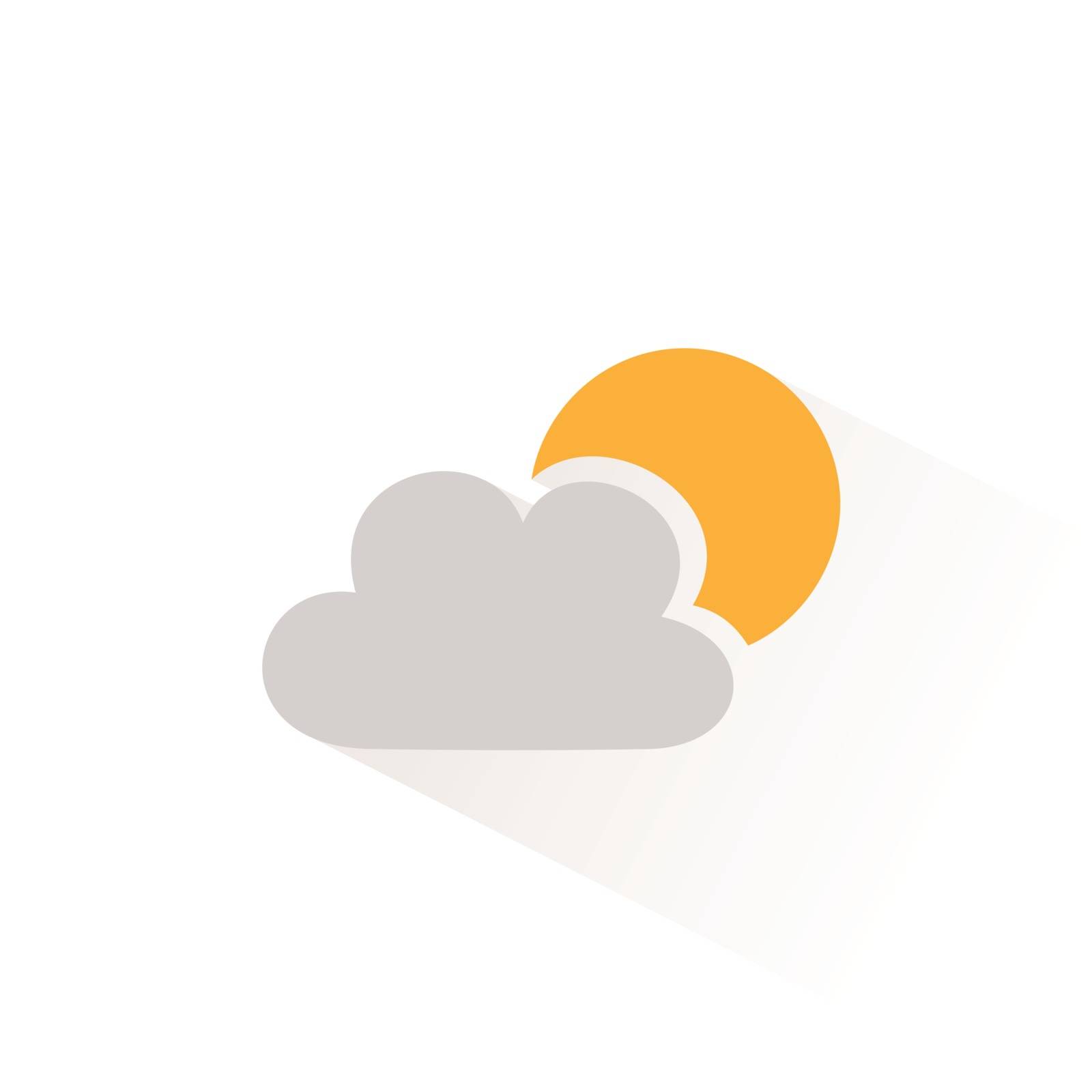 Sun and cloud icon with shadow. Flat vector illustration by Imaagio