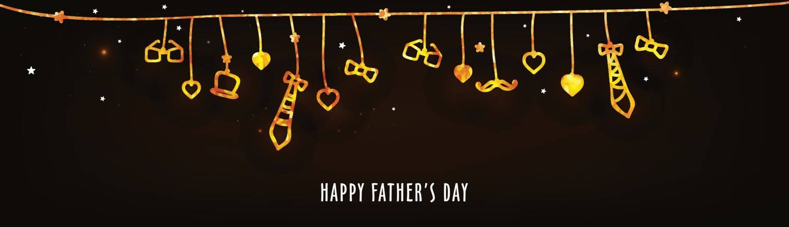 Happy Father's Day banner design decorated with hand drawn doodle style elements.