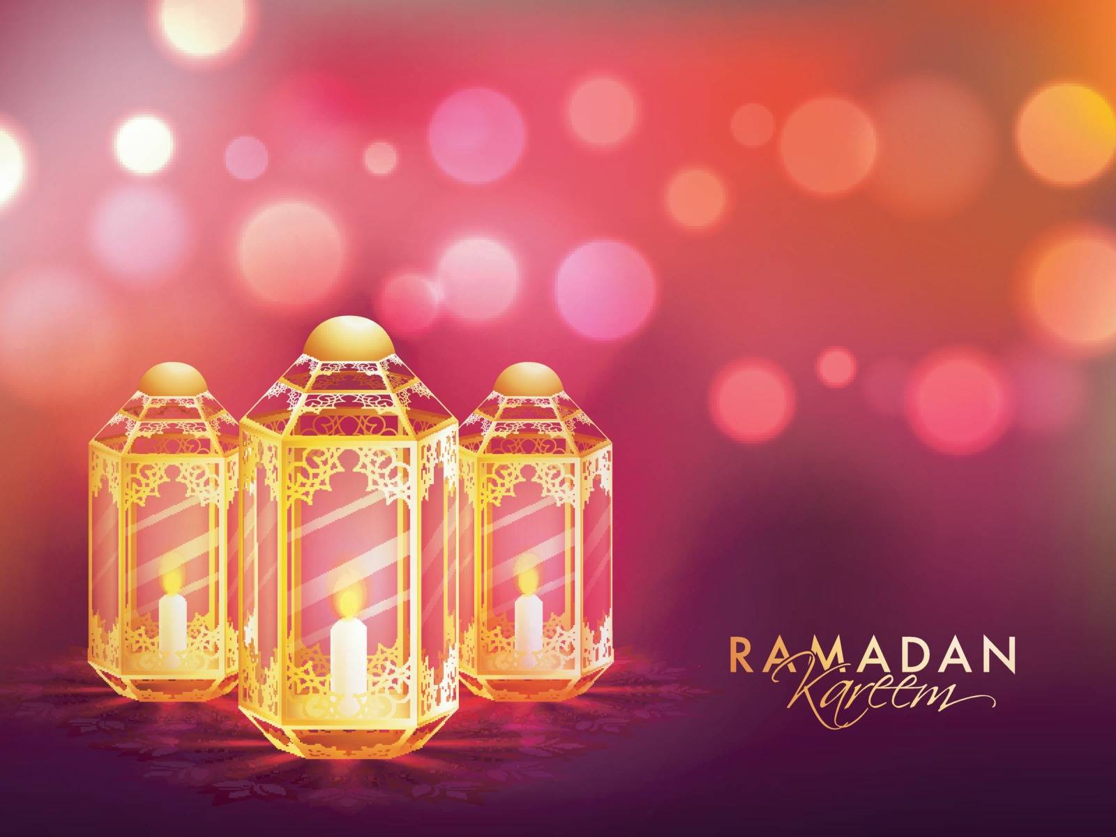 Creative Illuminated Lamps on glowing abstract background for Islamic Holy Month of Prayers, Ramadan Kareem celebration.