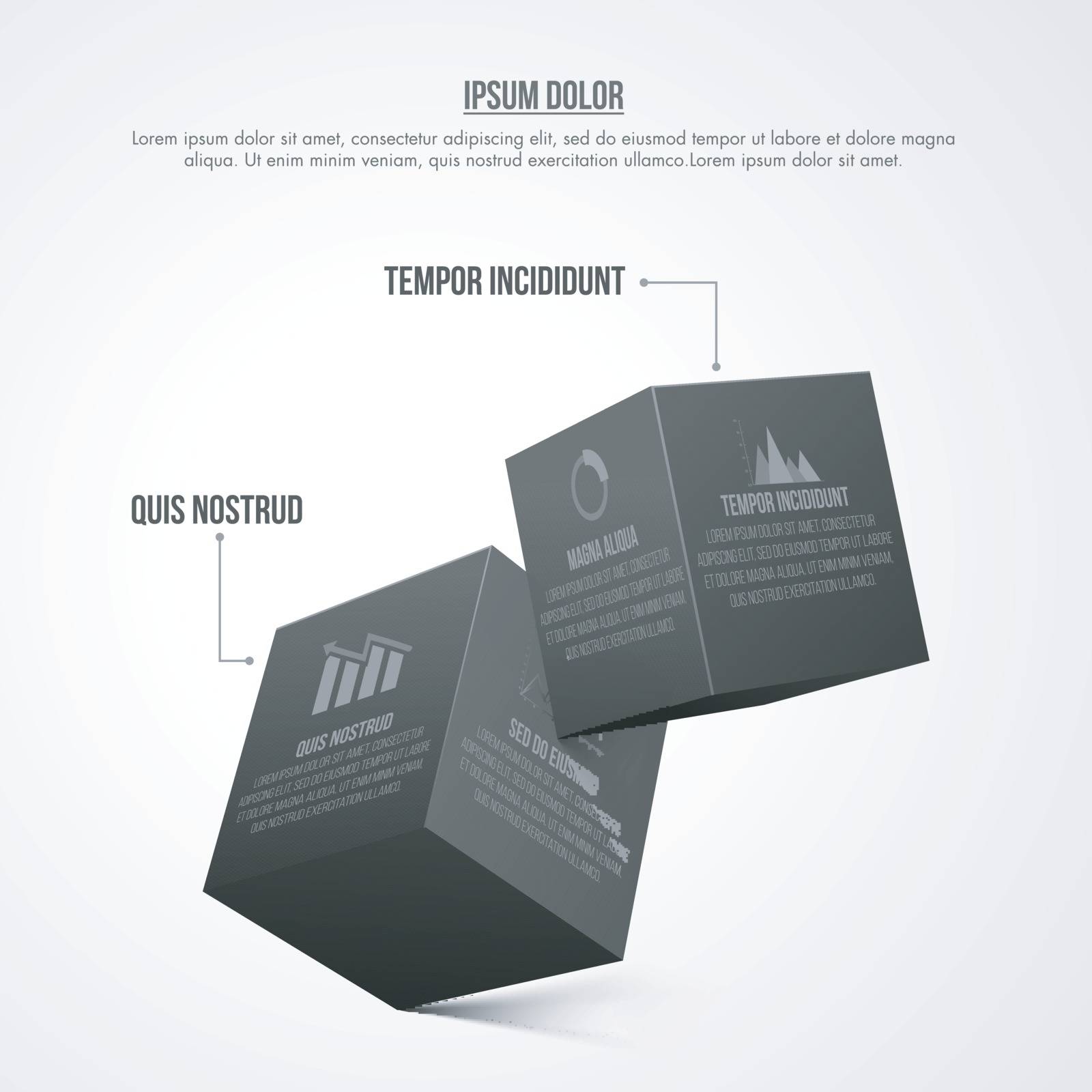 3D cubes infographics for Business reports and presentation.