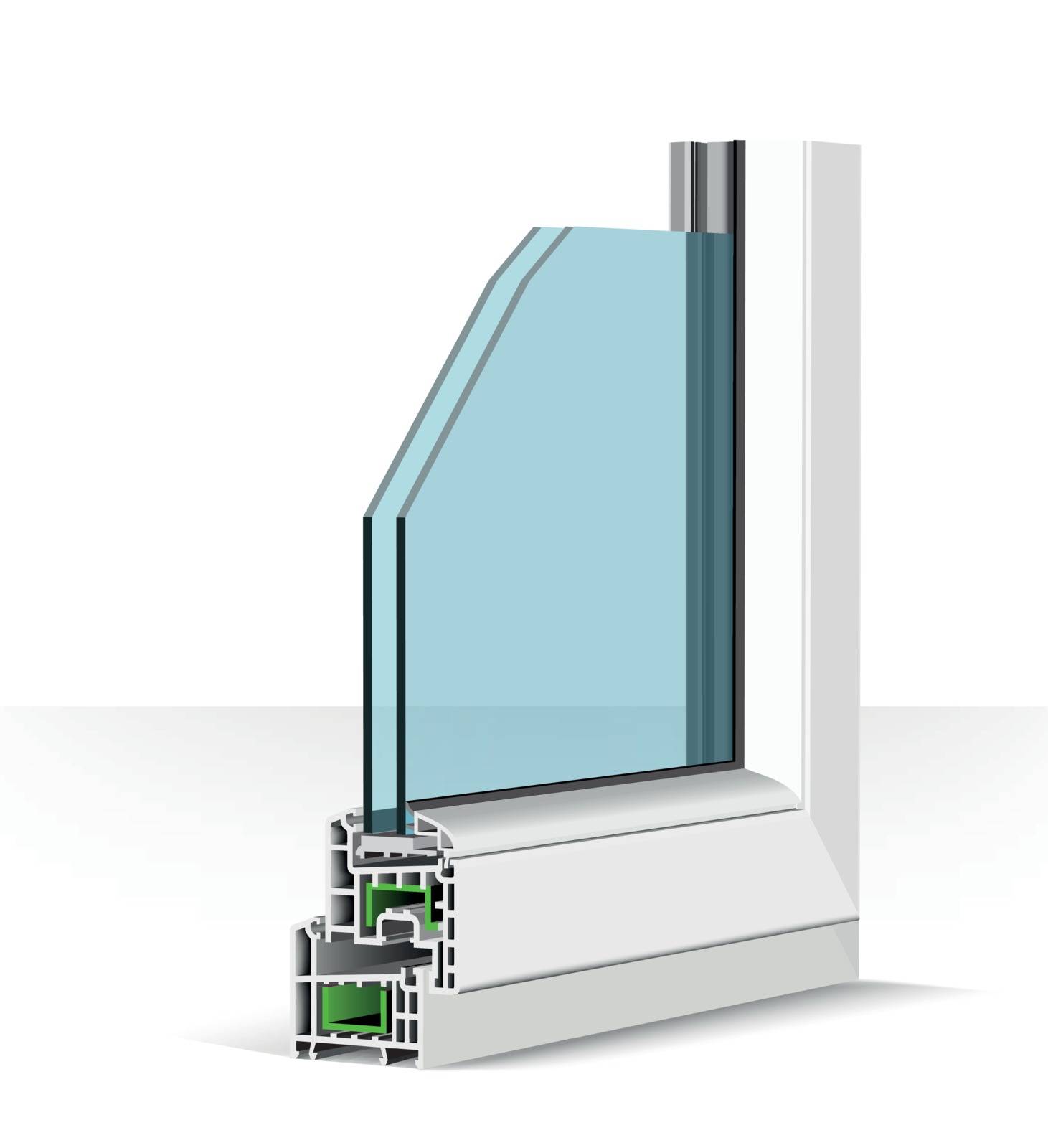 3d plastic window profile. Vector illustration on white by sermax55