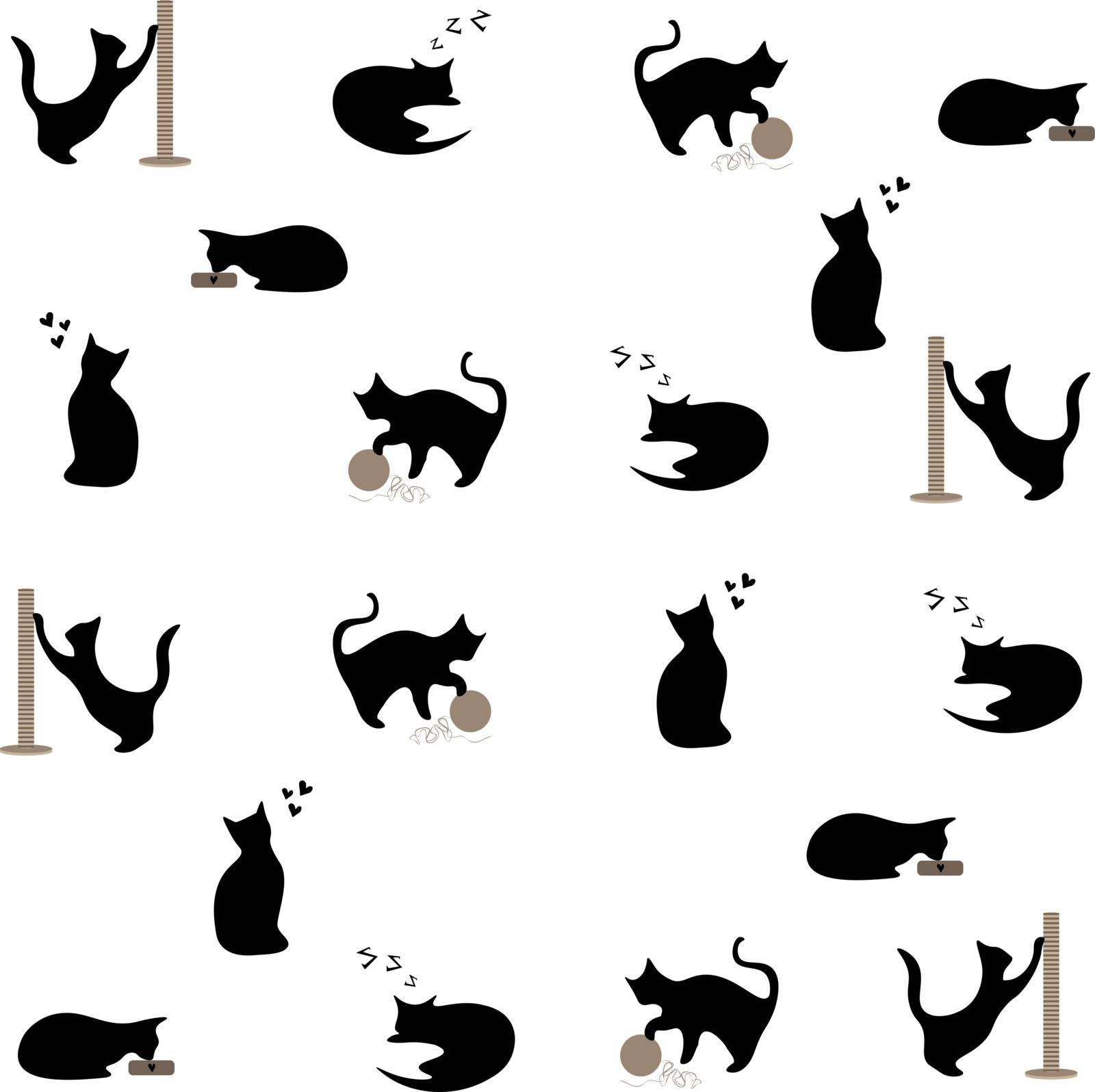 Playful black cats silhouettes background by paranoido