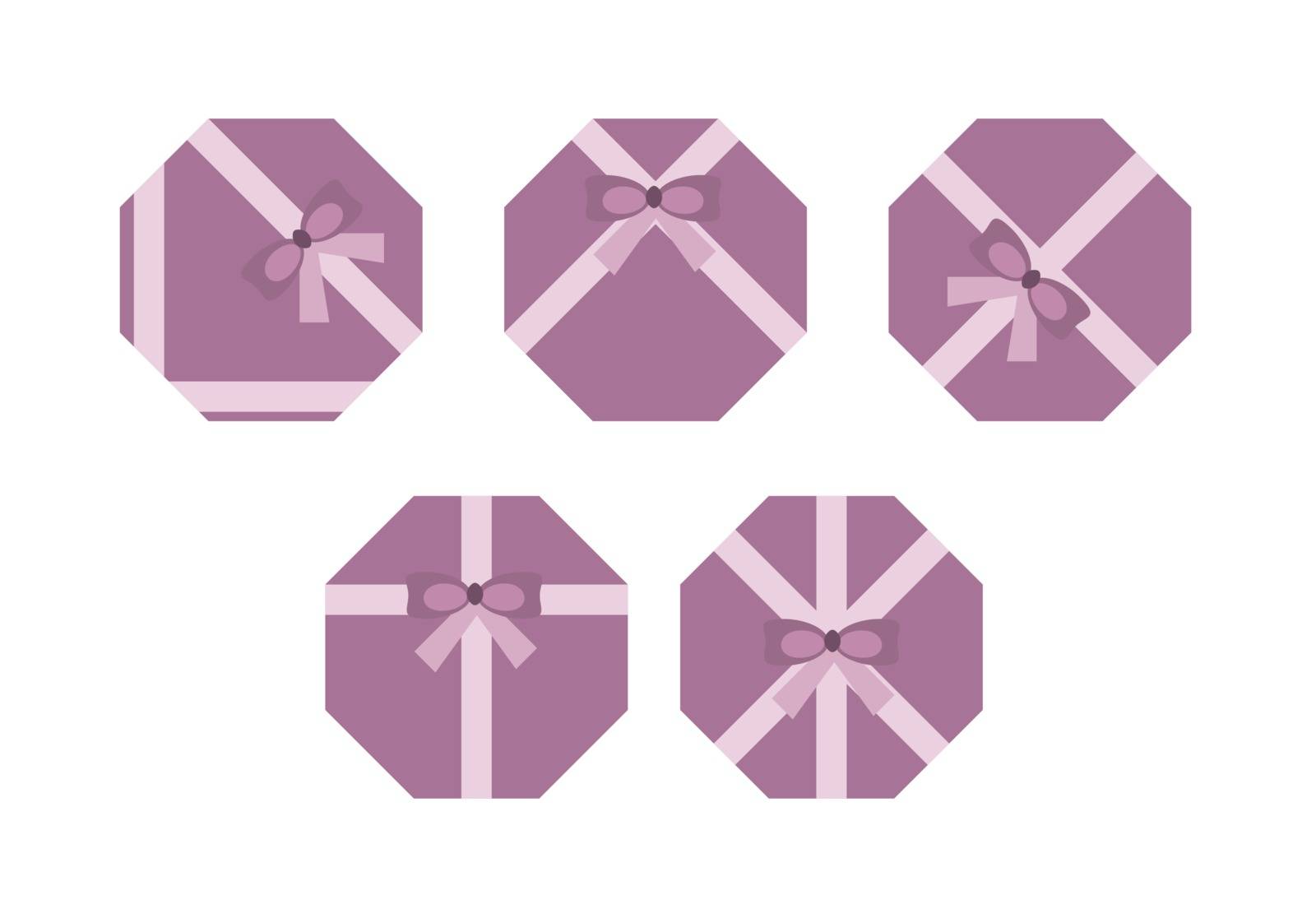 Violet flat present boxs concept isolated on white background. Vector illustration.