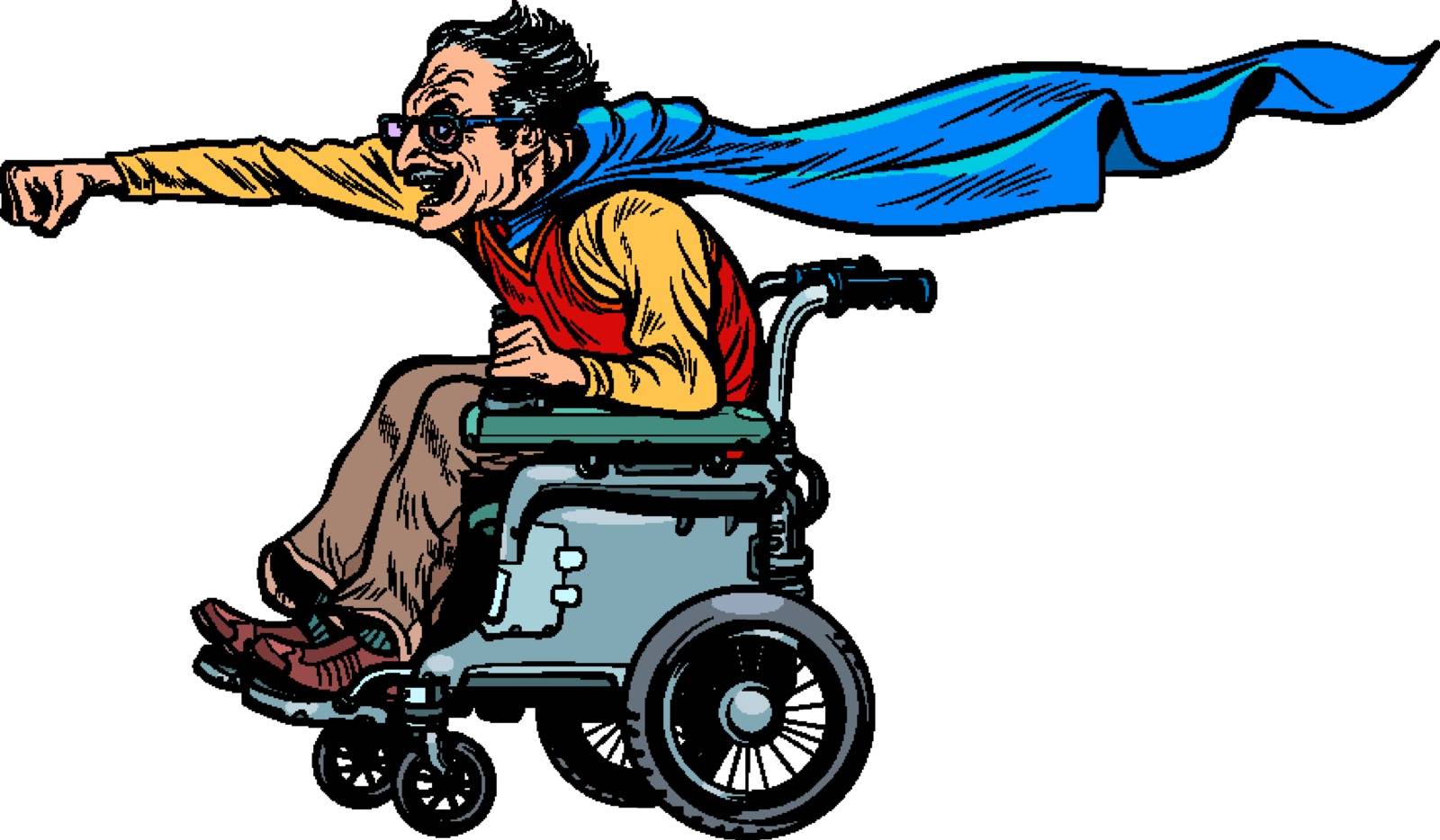 active wheelchair user disabled man. Pop art retro vector illustration kitsch vintage 50s 60s