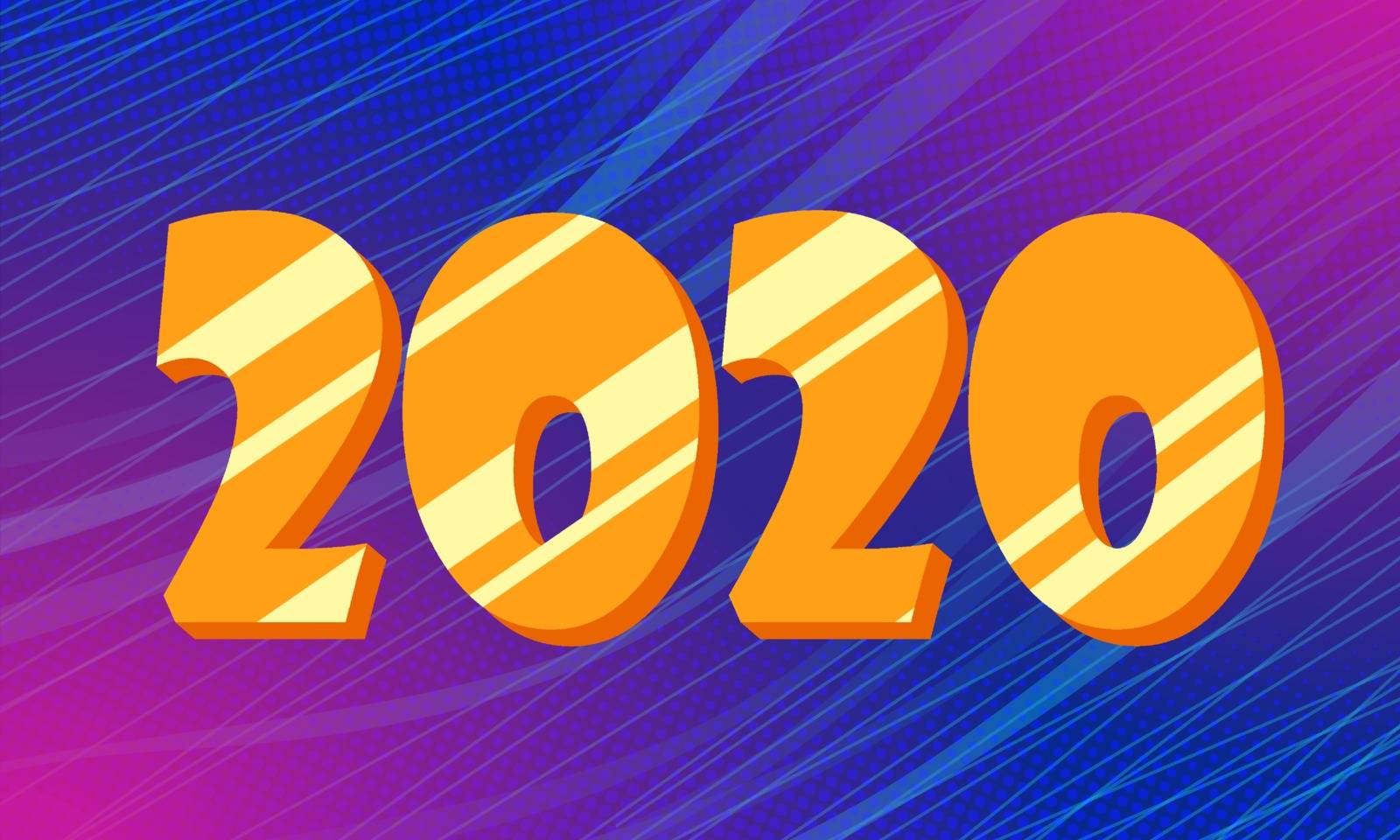 Golden 2020 new year blue background. Comic cartoon pop art retro vector illustration drawing