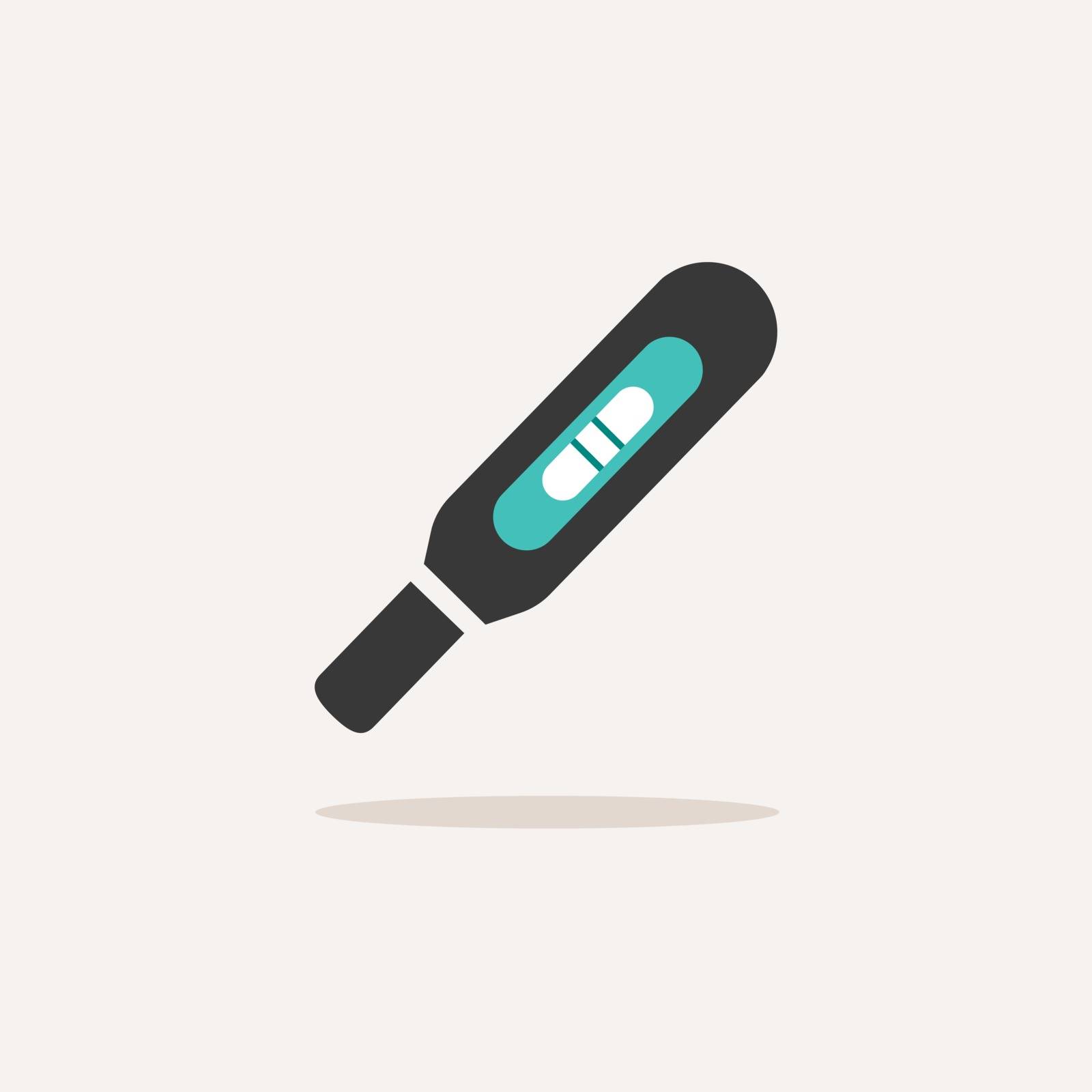 Pregnancy test. Icon with shadow on a beige background. Pharmacy flat vector illustration