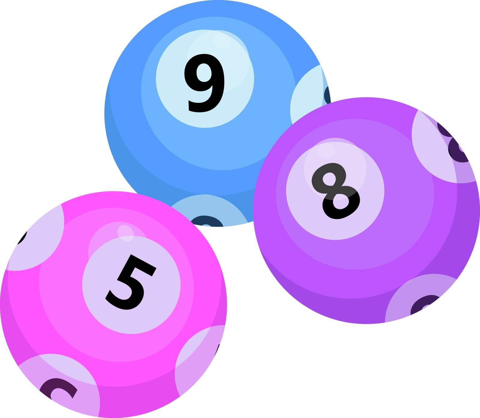 Balls with lotto bingo numbers, lottery numbered balls for keno game, icon flat style. Isolated on a white background. Vector illustration.