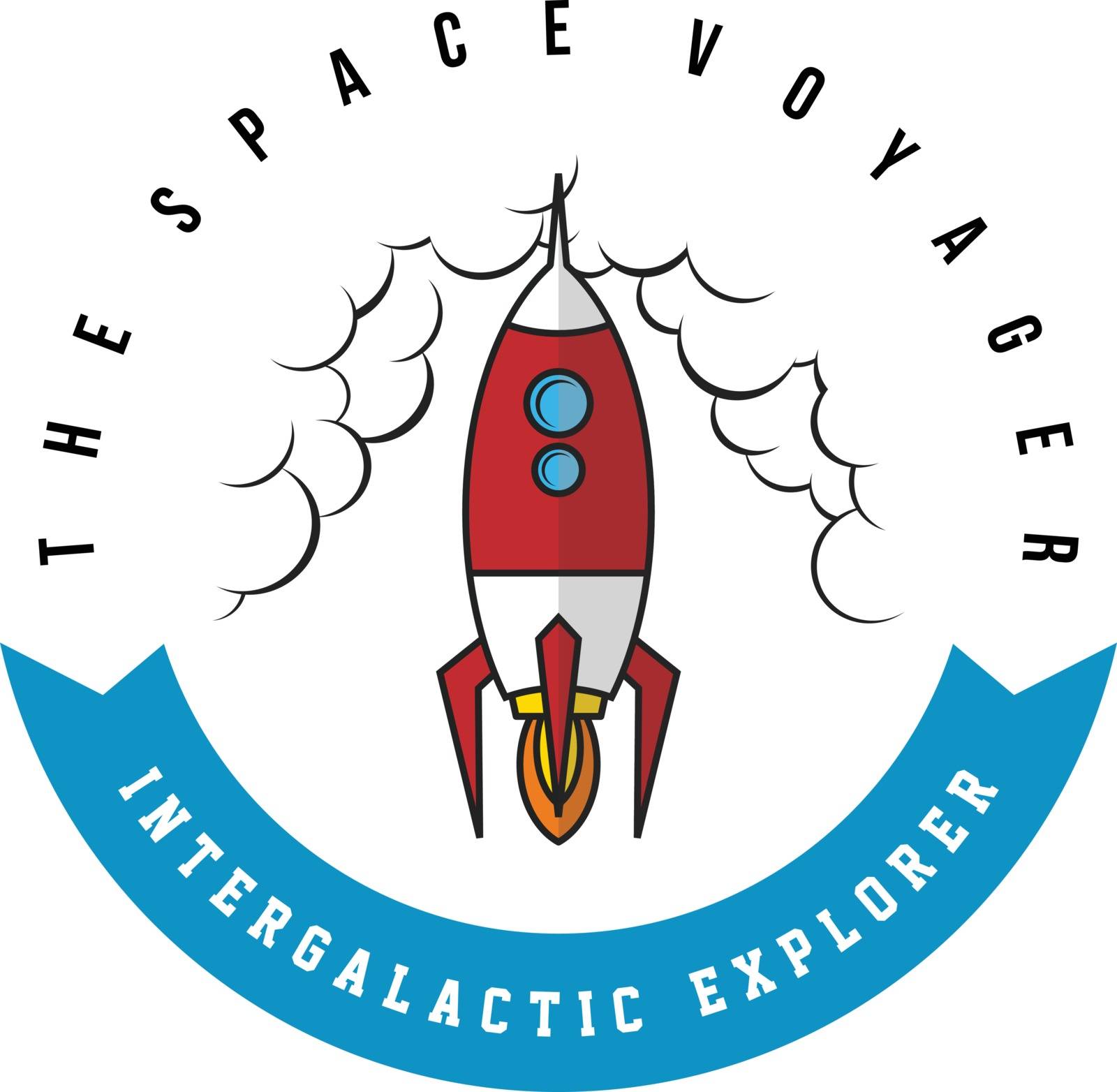 space exploration shuttle ship badge label logo icon by vector1st