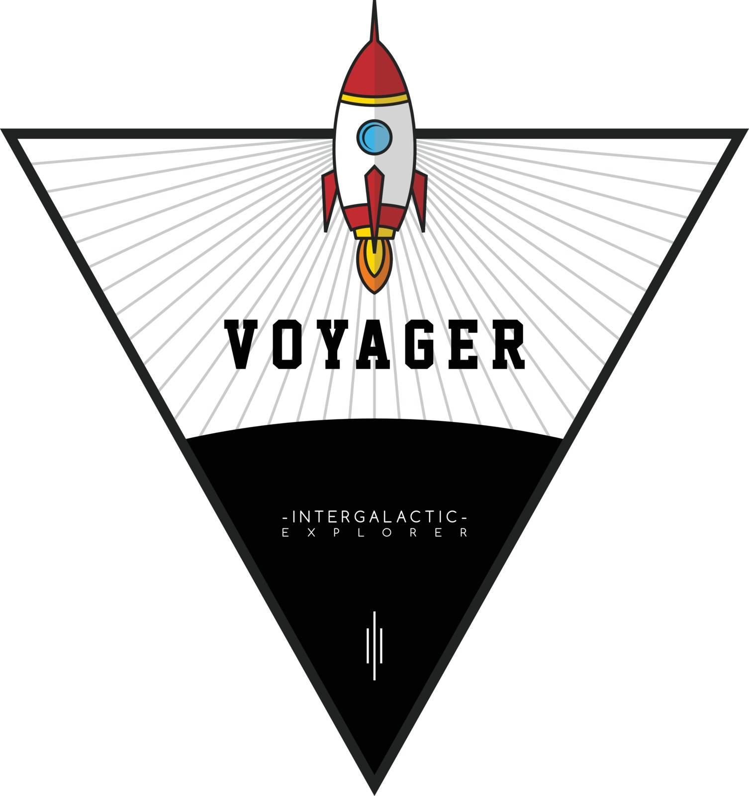 space exploration shuttle ship badge label logo icon by vector1st