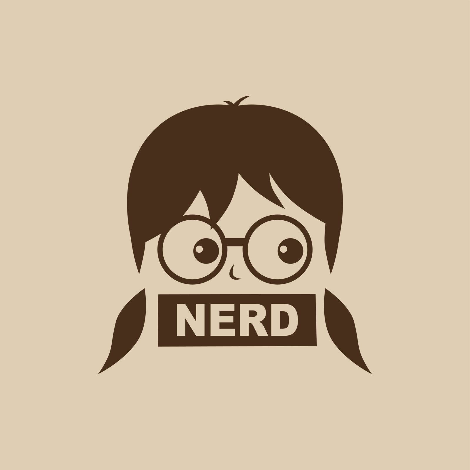 nerd geek girl cartoon character sign logo vector art