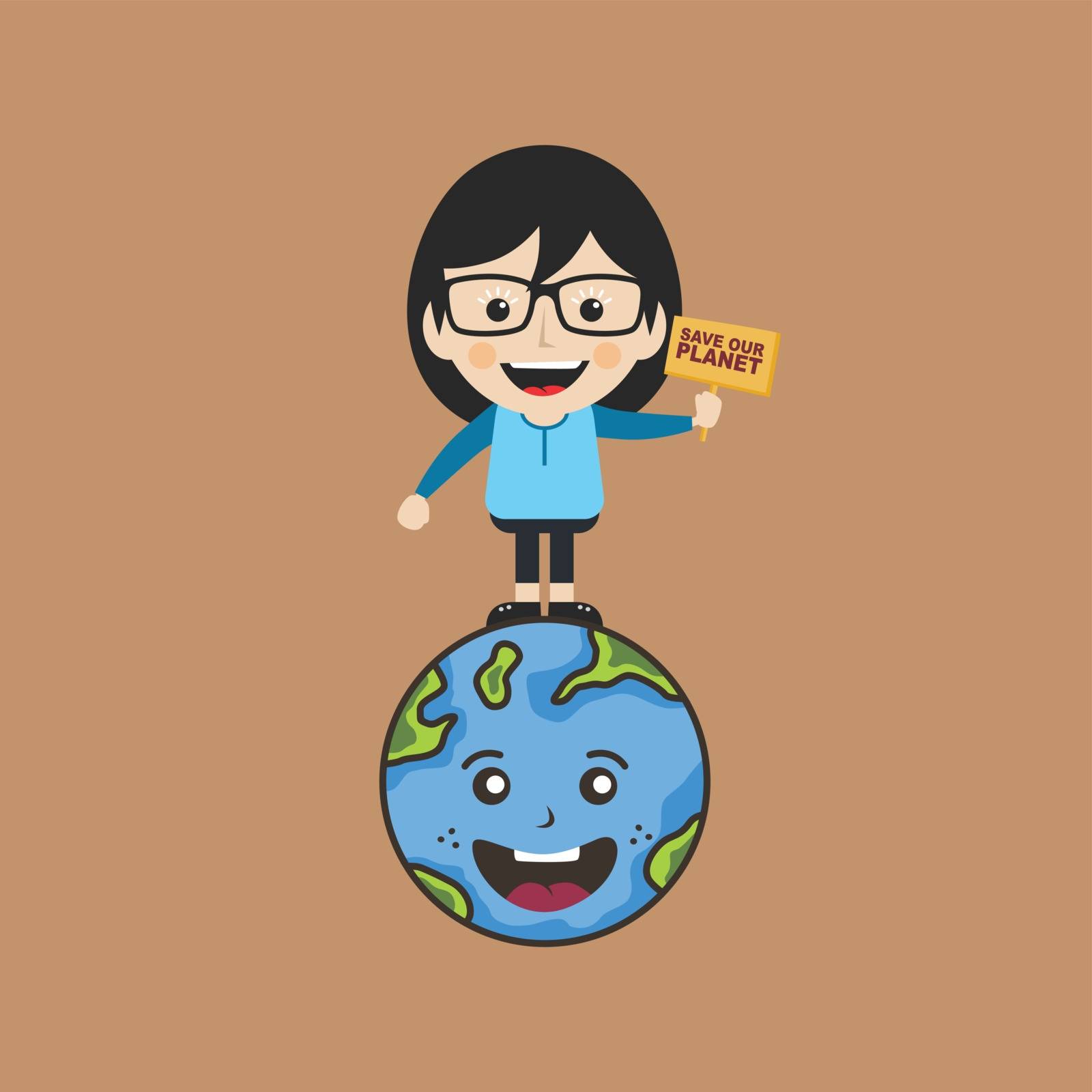 female holding sign save earth global warming campaign by vector1st