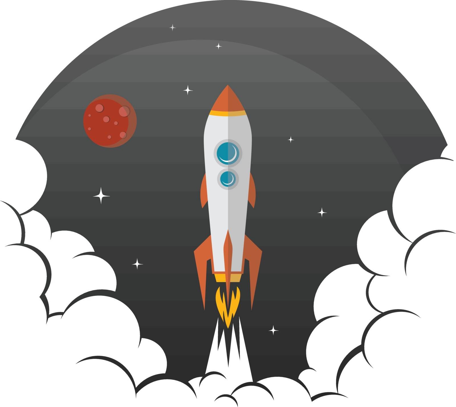 rocket ship launch space travel theme vector art