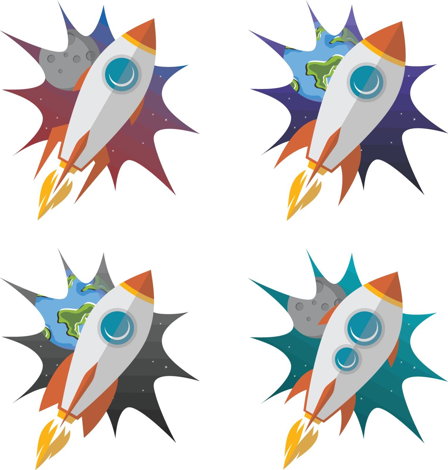 space travel rocket ship science vector art illustration