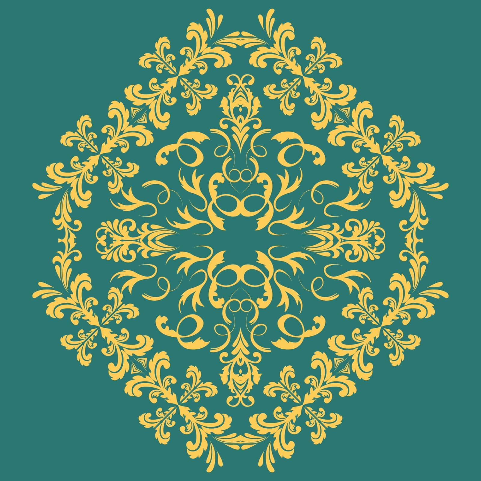 Decorative element traditional damask pattern
