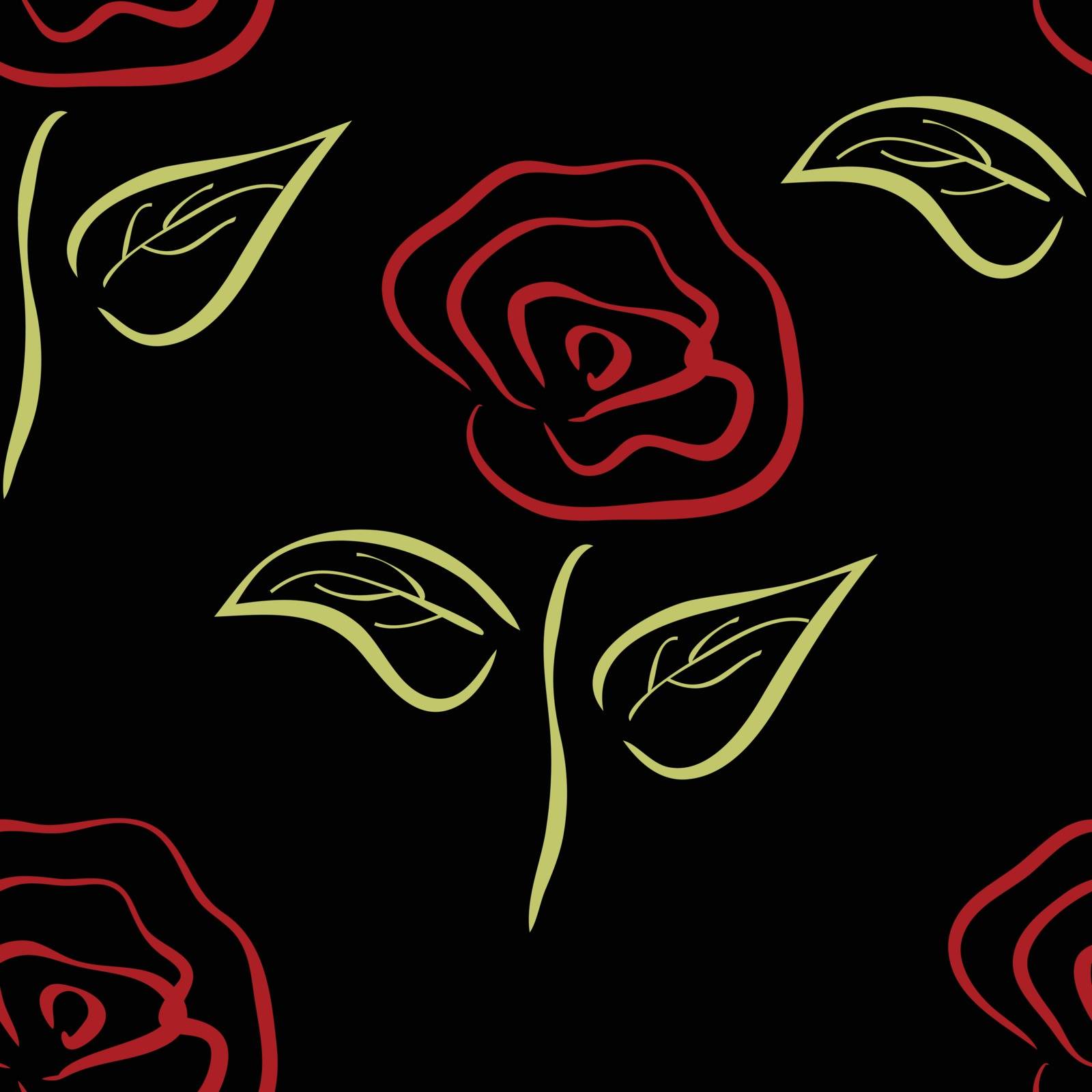 Seamless vintage pattern with red and pink roses. Vector illustration.