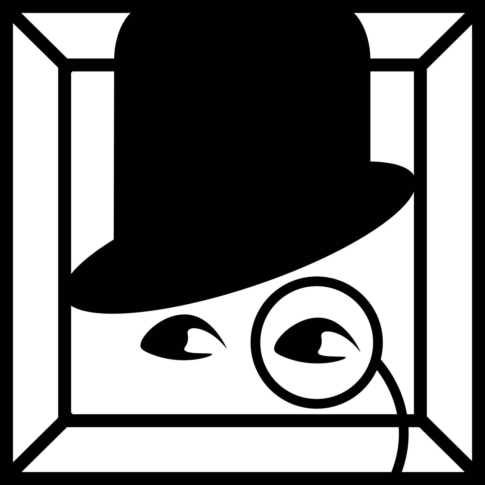 Simple black and white icon - eyes of gentleman in the pince-nez and cylinder by paranoido