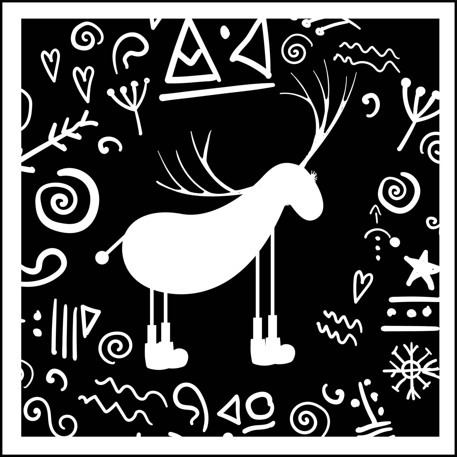 scandinavian deer. Printing on a t-shirt. Logo. Reindeer. CUTE CHARACTER. Folklore style.. by annatarankova