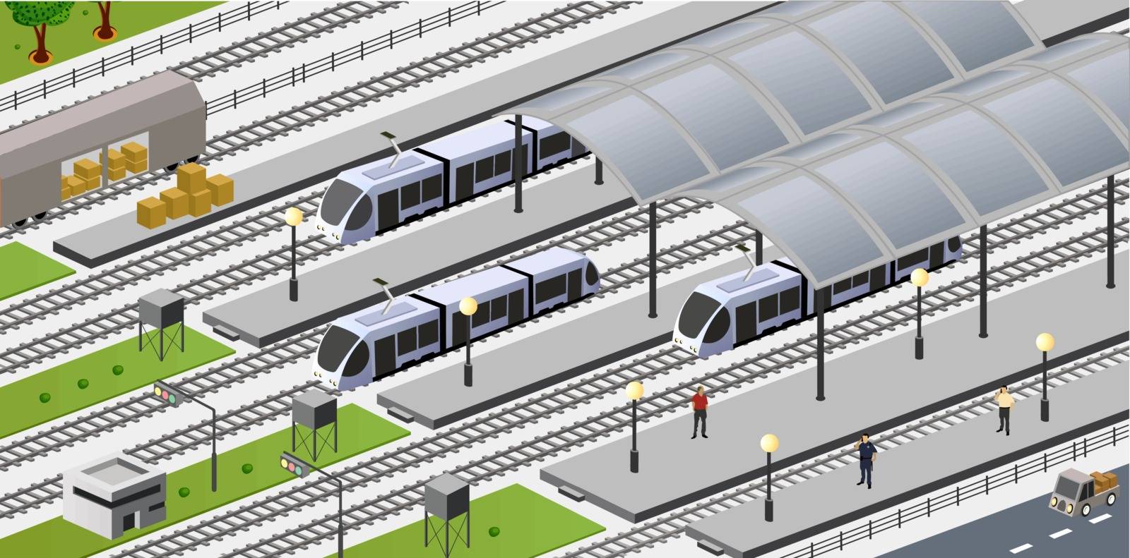 Vector isometric view of the city station