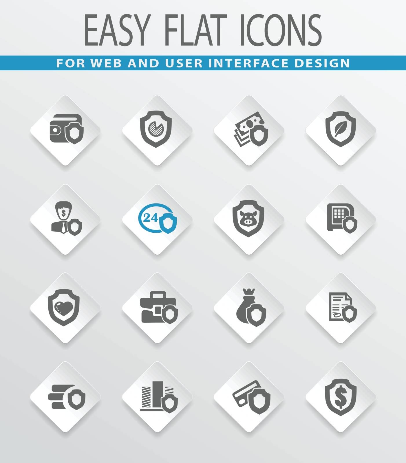 Insurance flat icons set for web sites and user interface