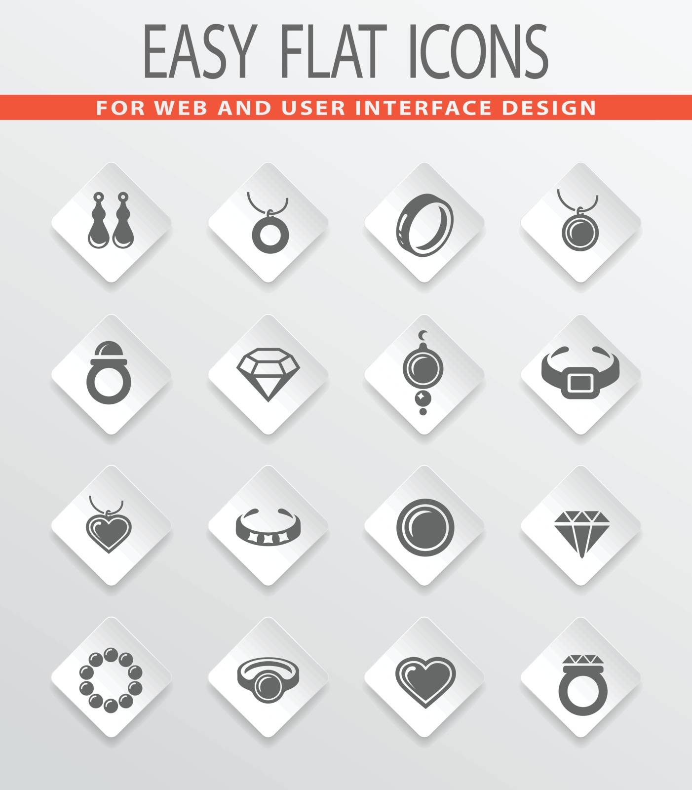 Jewelry vector icons for user interface design