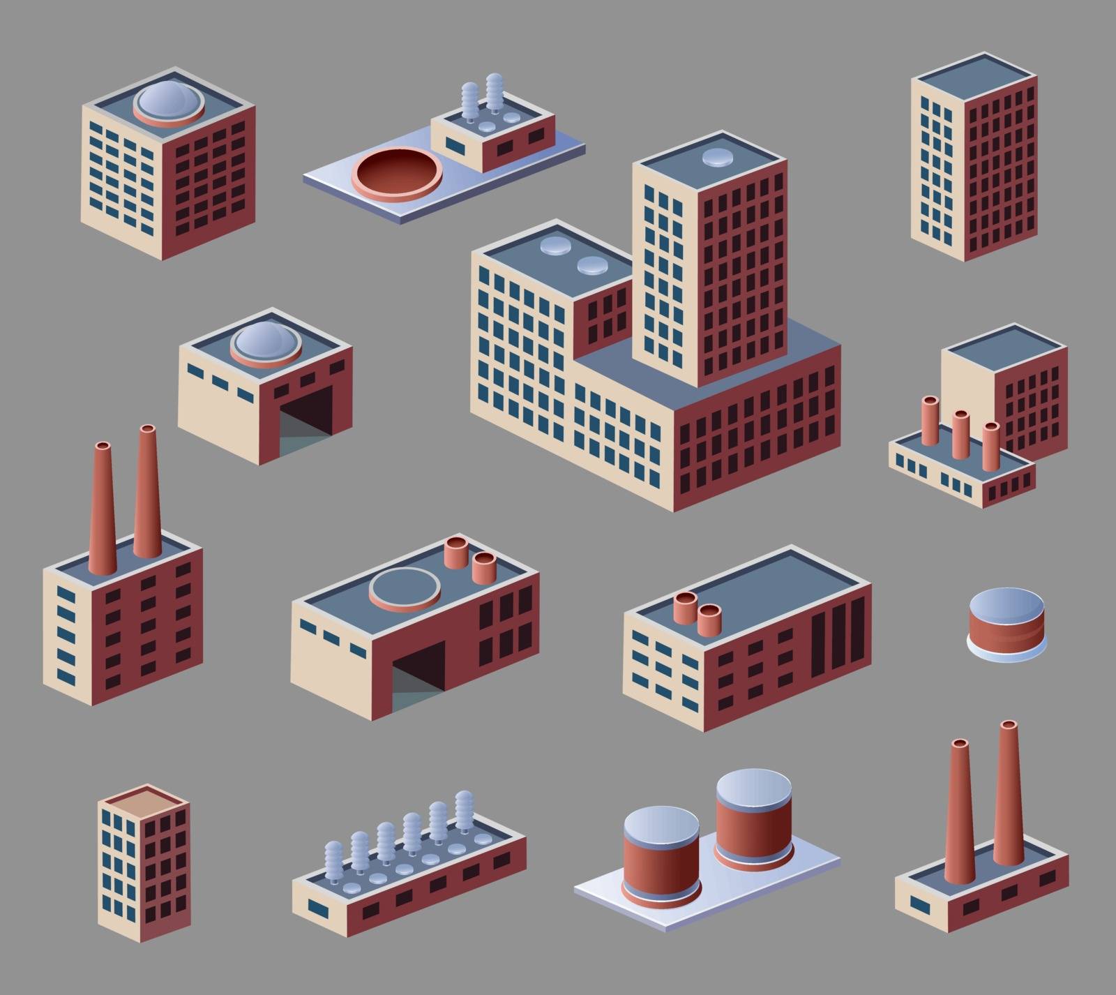 Industrial buildings and factories, a set of elements