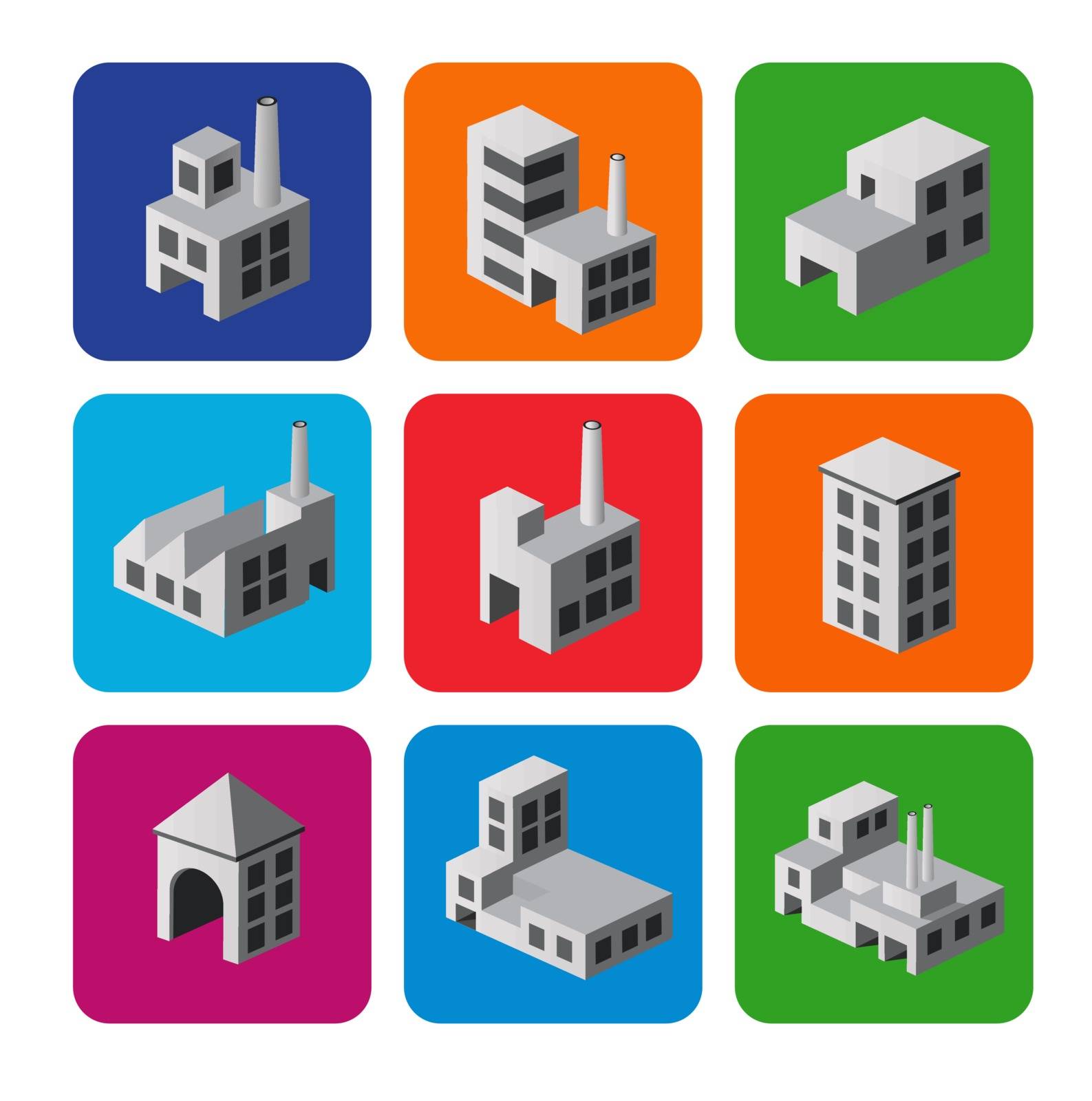 Set of icons isometric house, city symbols and icons. City icons.
