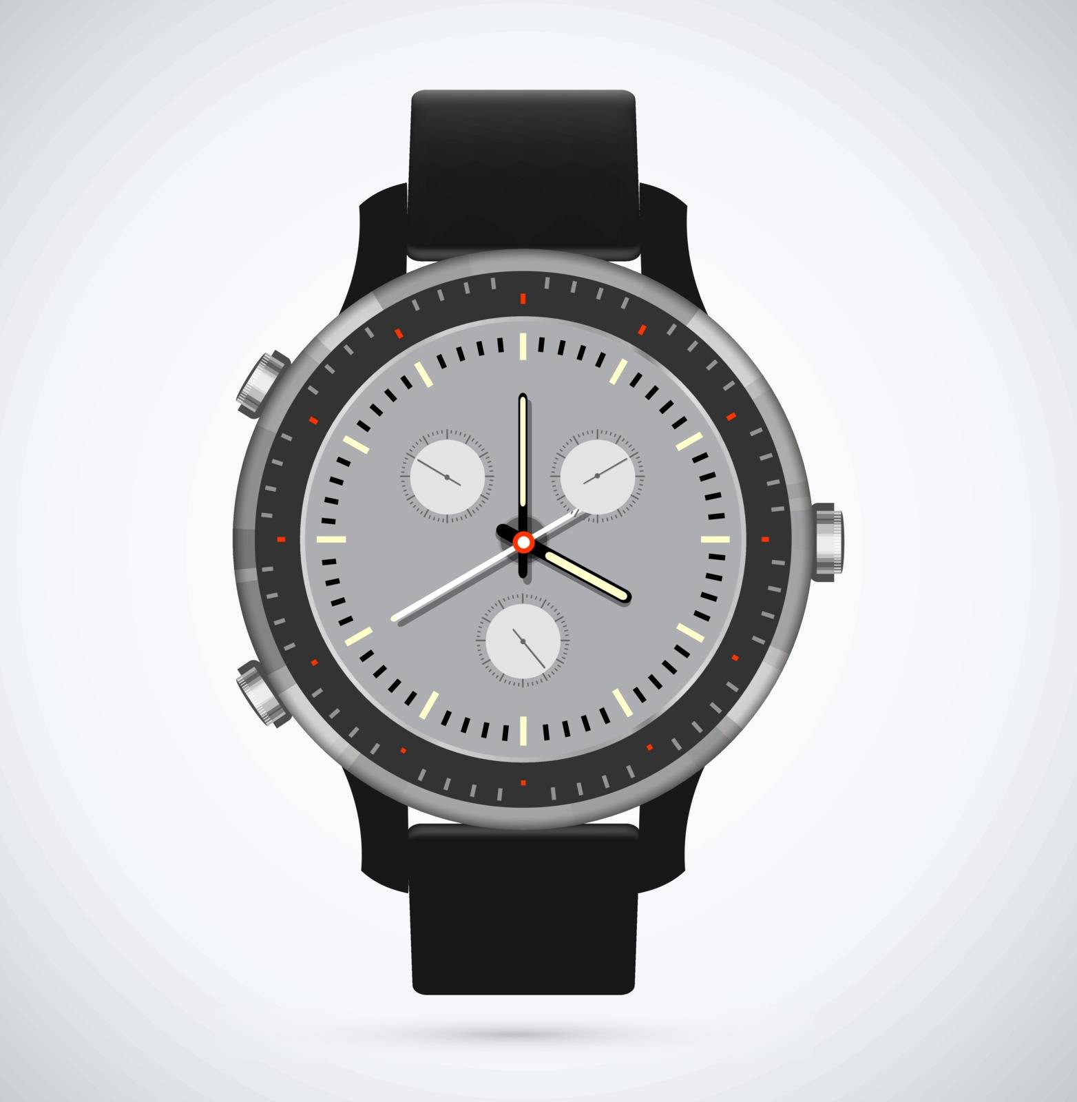 The design of modern and fashionable watch with a black dial and arrows