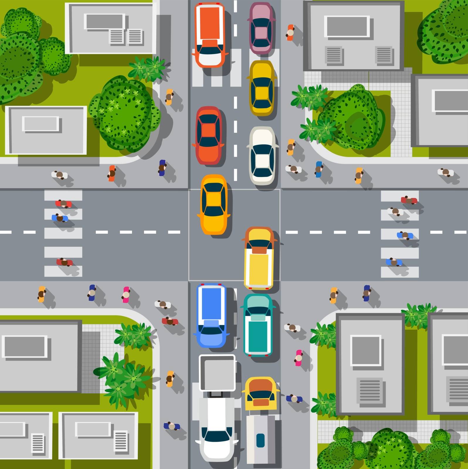 Urban crossroads with cars by Alexzel