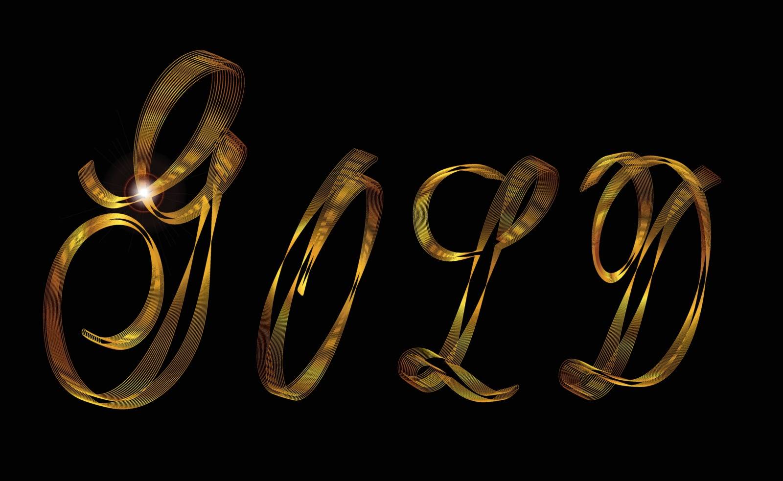 The word gold in a gold thread script