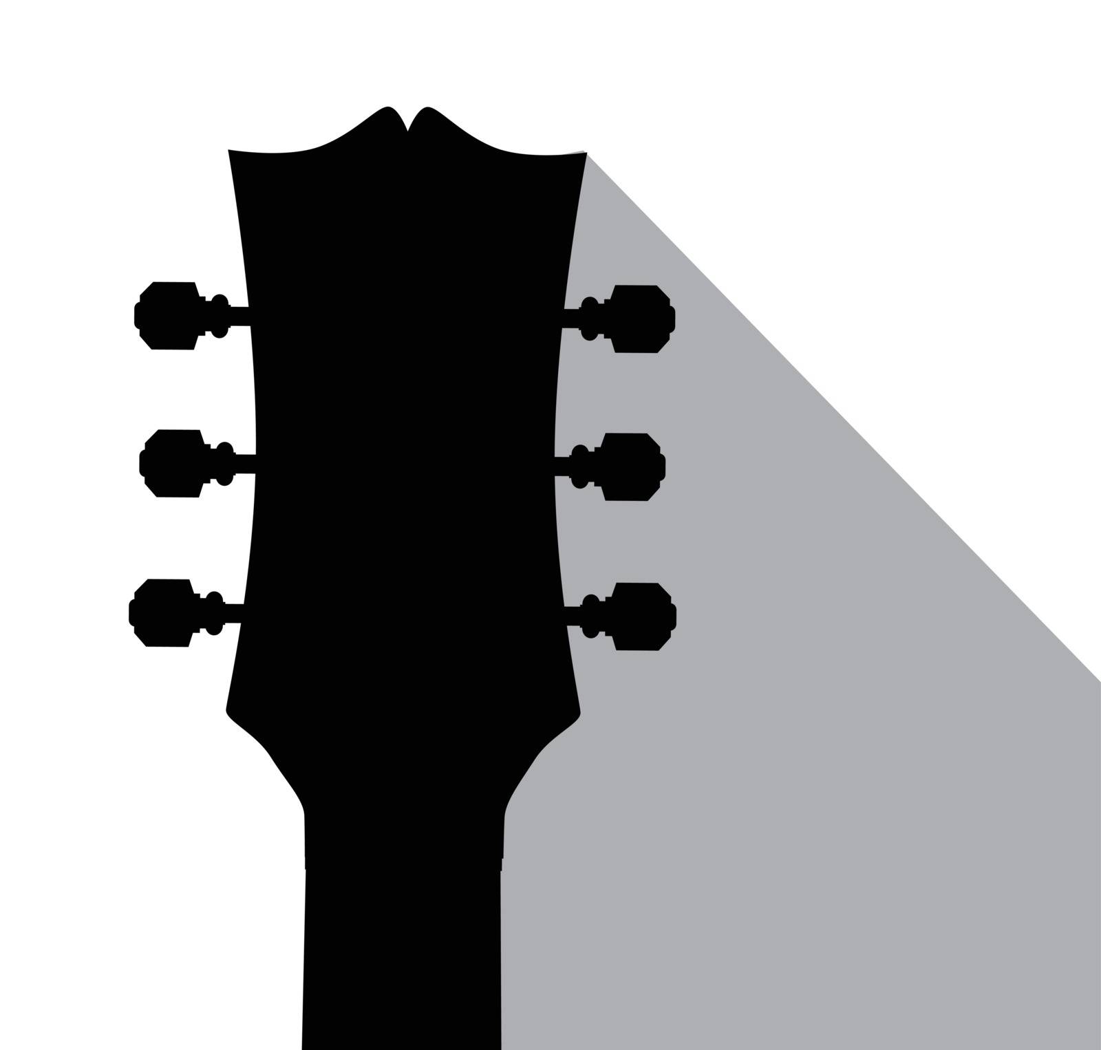A traditional guitar headstock with dark shadow
