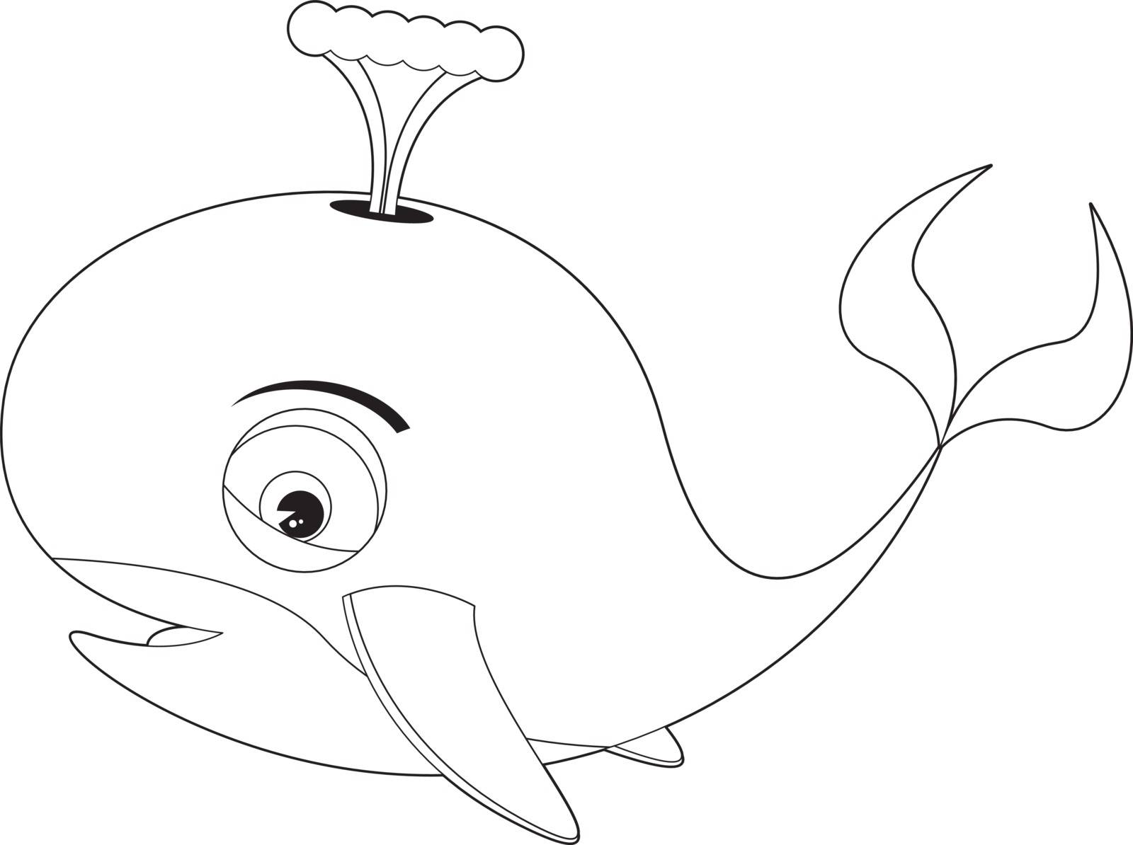 Cute Cartoon Whale in Black and White Illustration by Mark Murphy Creative