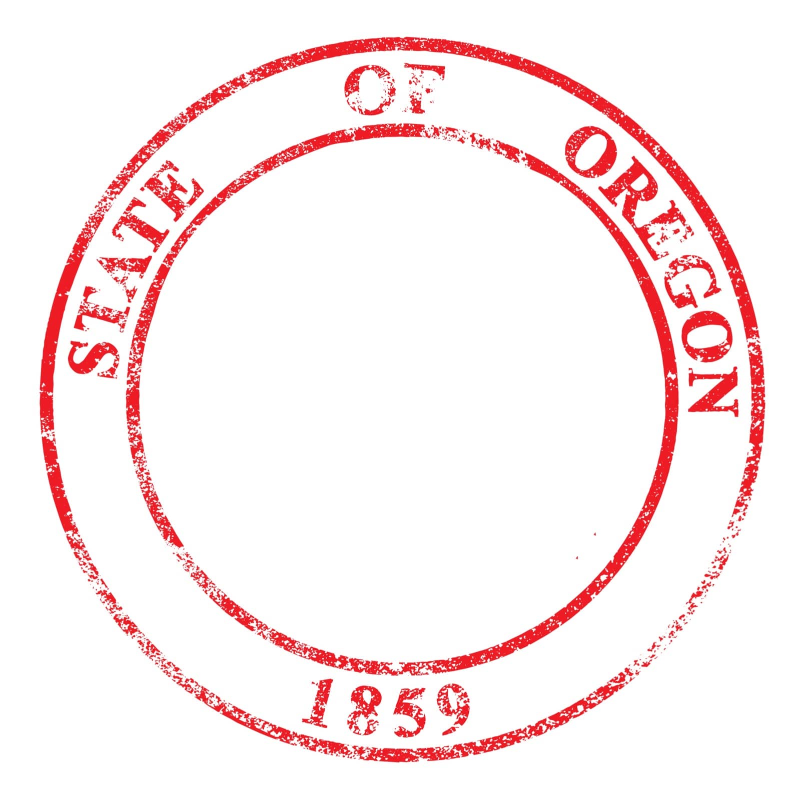 Oregon rubber red ink stamp on a white background