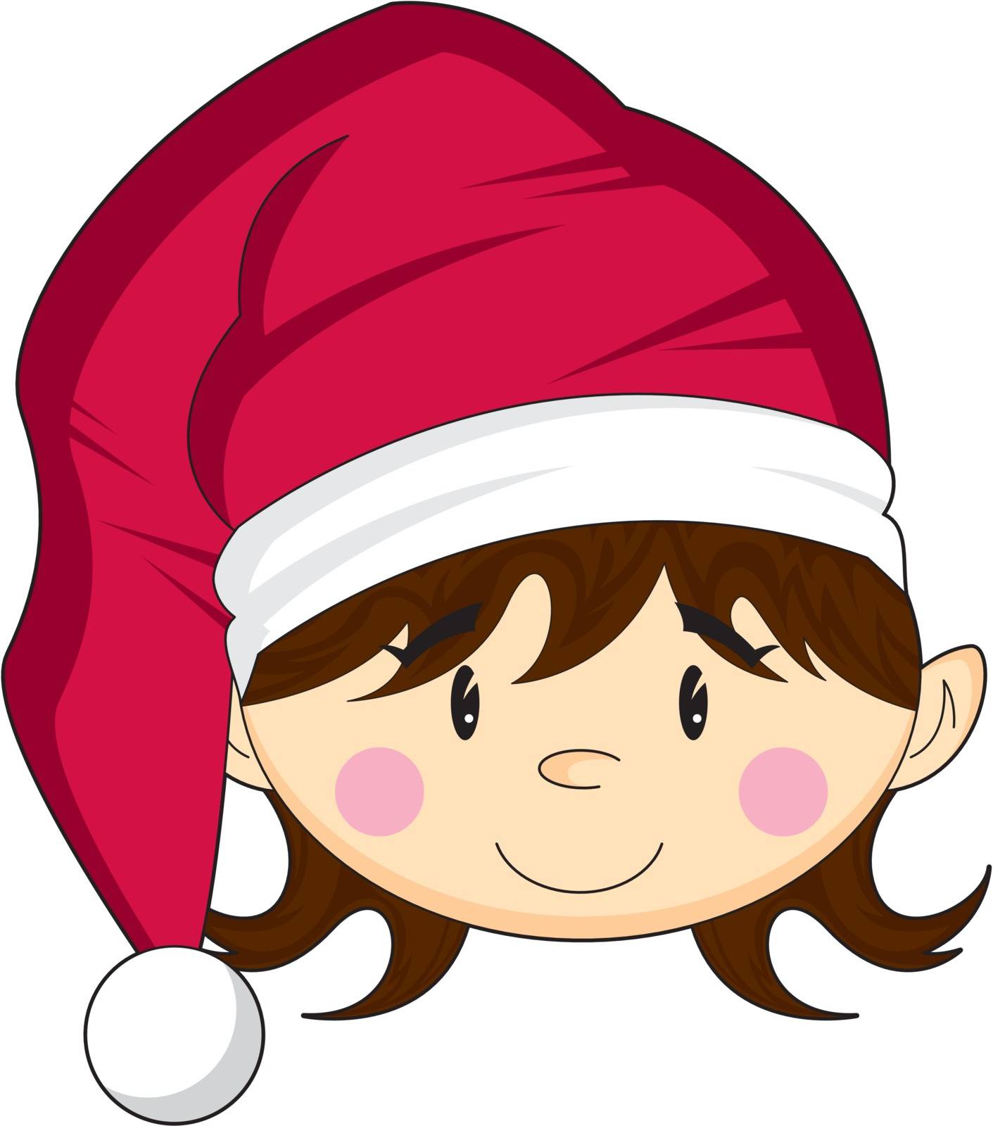 Adorably Cute Cartoon Christmas Elf wearing Santa Claus Hat Illustration by Mark Murphy Creative