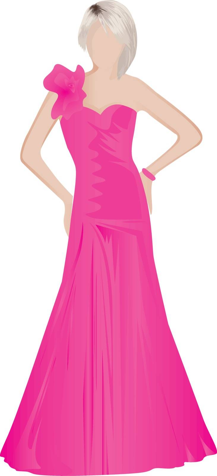 A girl in an evening dress vector illustration on a white background
