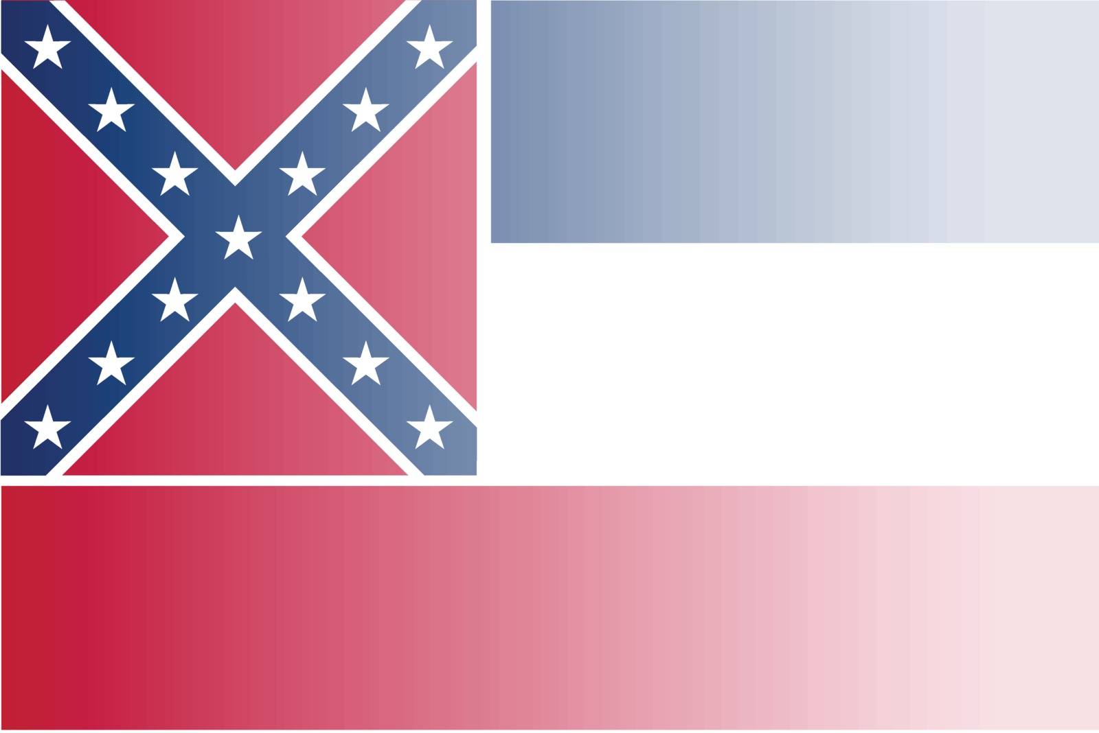 The flag of the USA state of Mississippi with fade