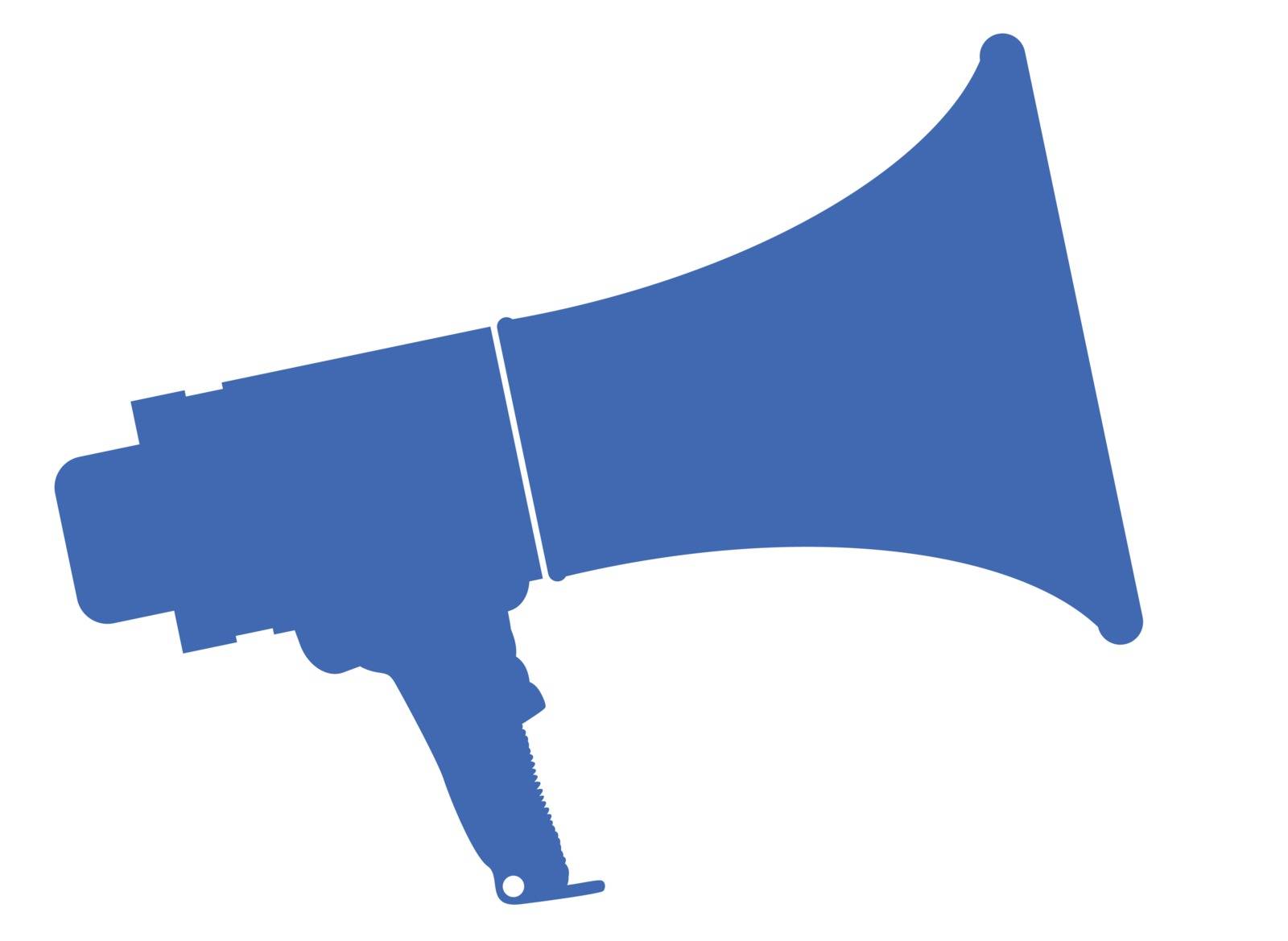 A blue megaphone isolated over a white background