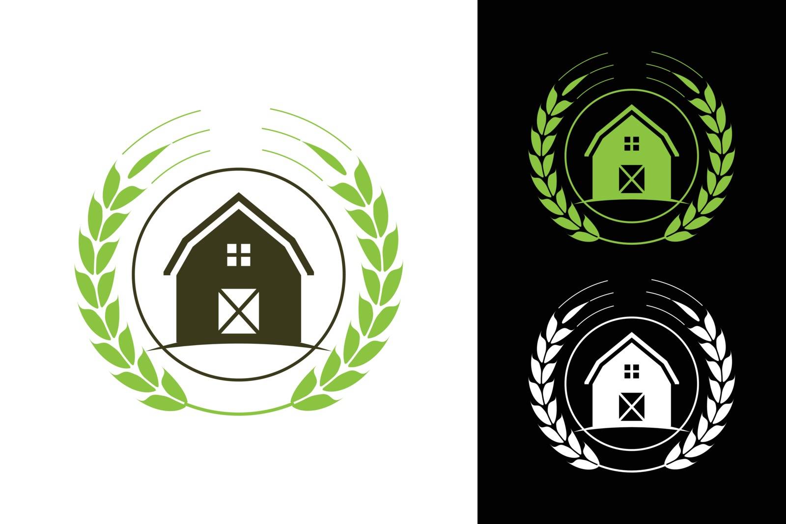Farm House concept logo Template with farm landscape Label for natural farm products by busrat