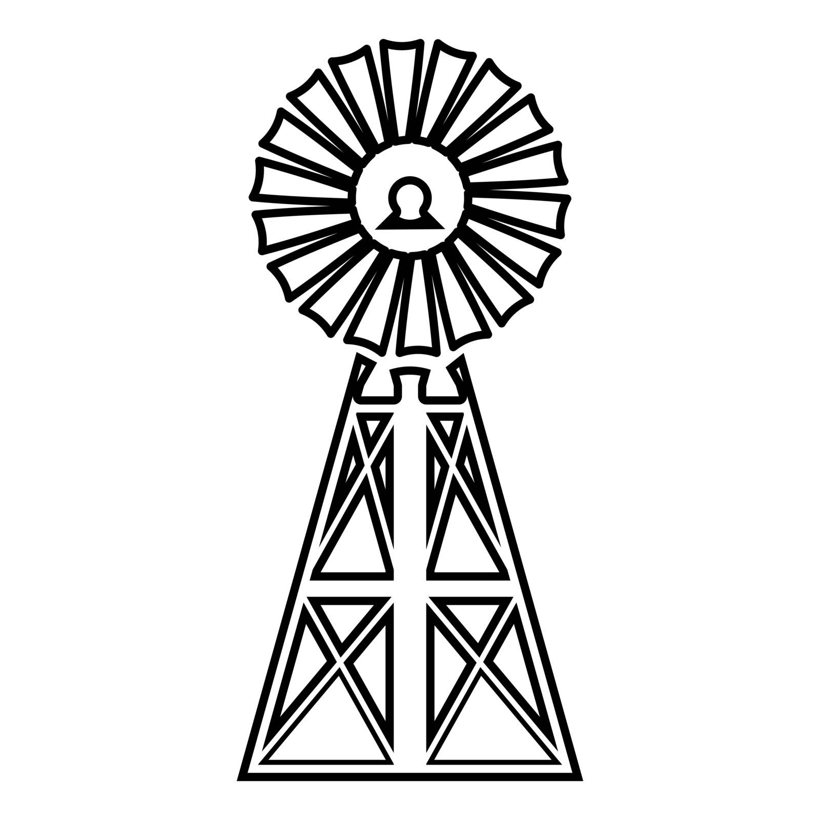 Wind turbine windmill classic american icon black by serhii435