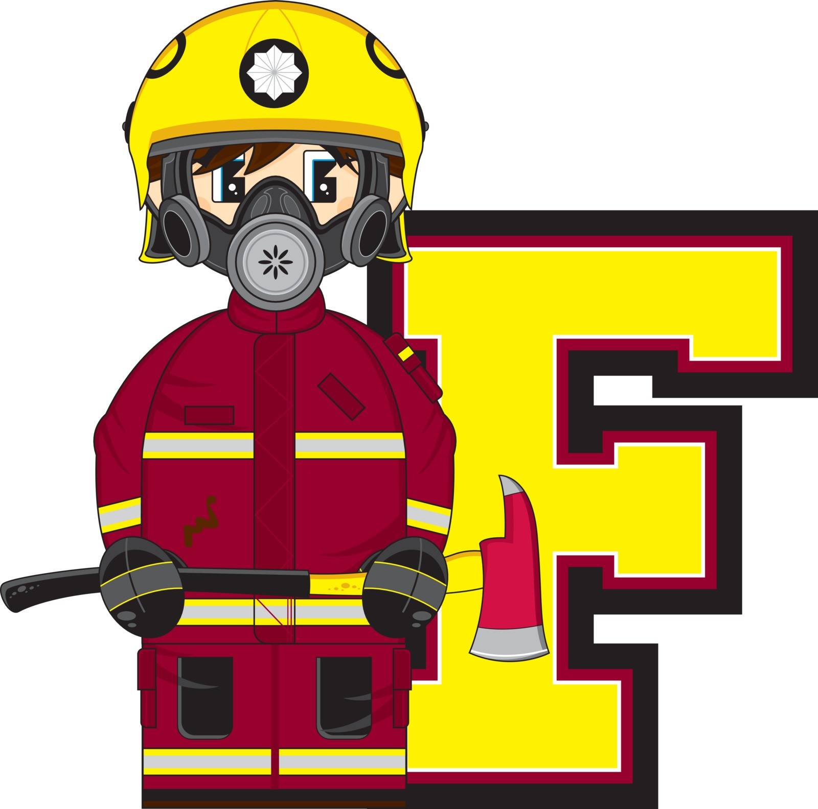 F is for Fireman Alphabet Learning Vector Illustration by Mark Murphy Creative