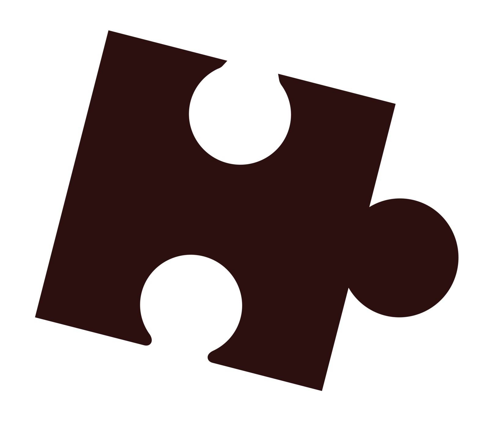 Isolated black jigsaw piece over a white background