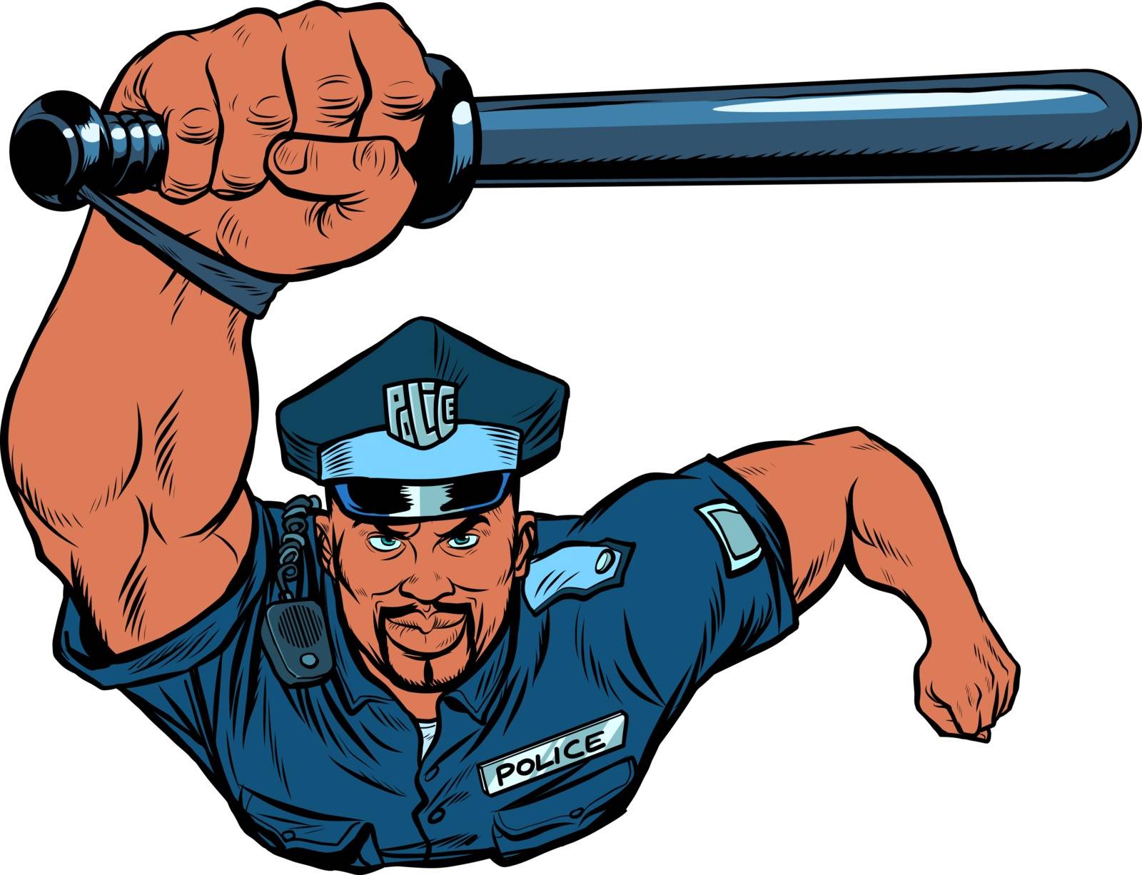 African Police officer with a baton. Pop art retro vector illustration 50s 60s style