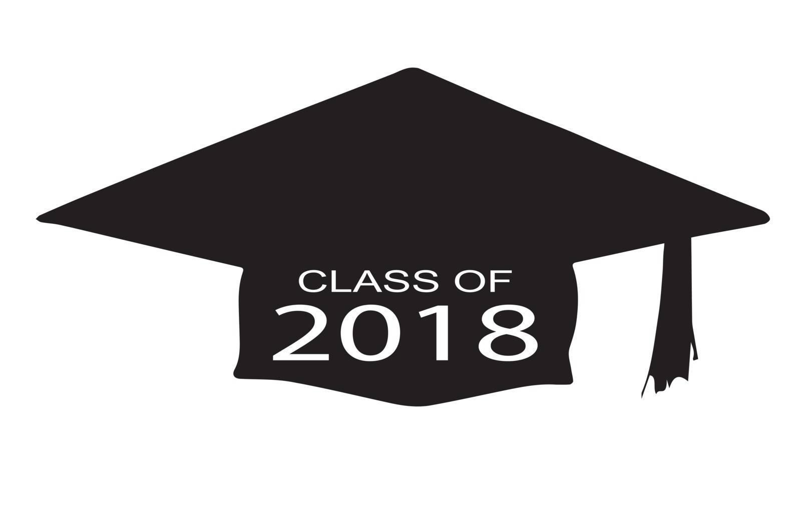 A cap with the legend Class of 2018 over a white background