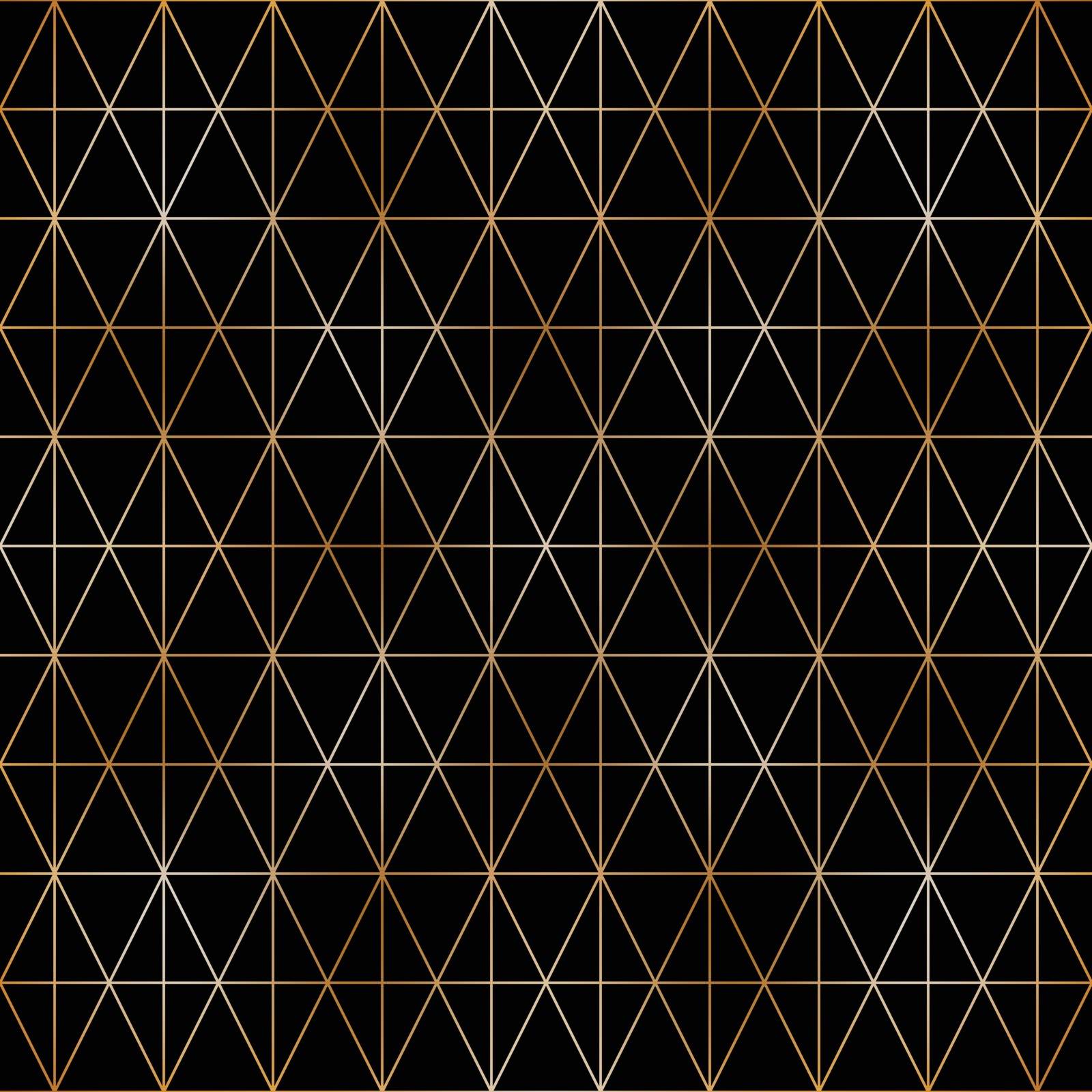 Luxury seamless pattern. Golden triangles and lines on black isolated background.
