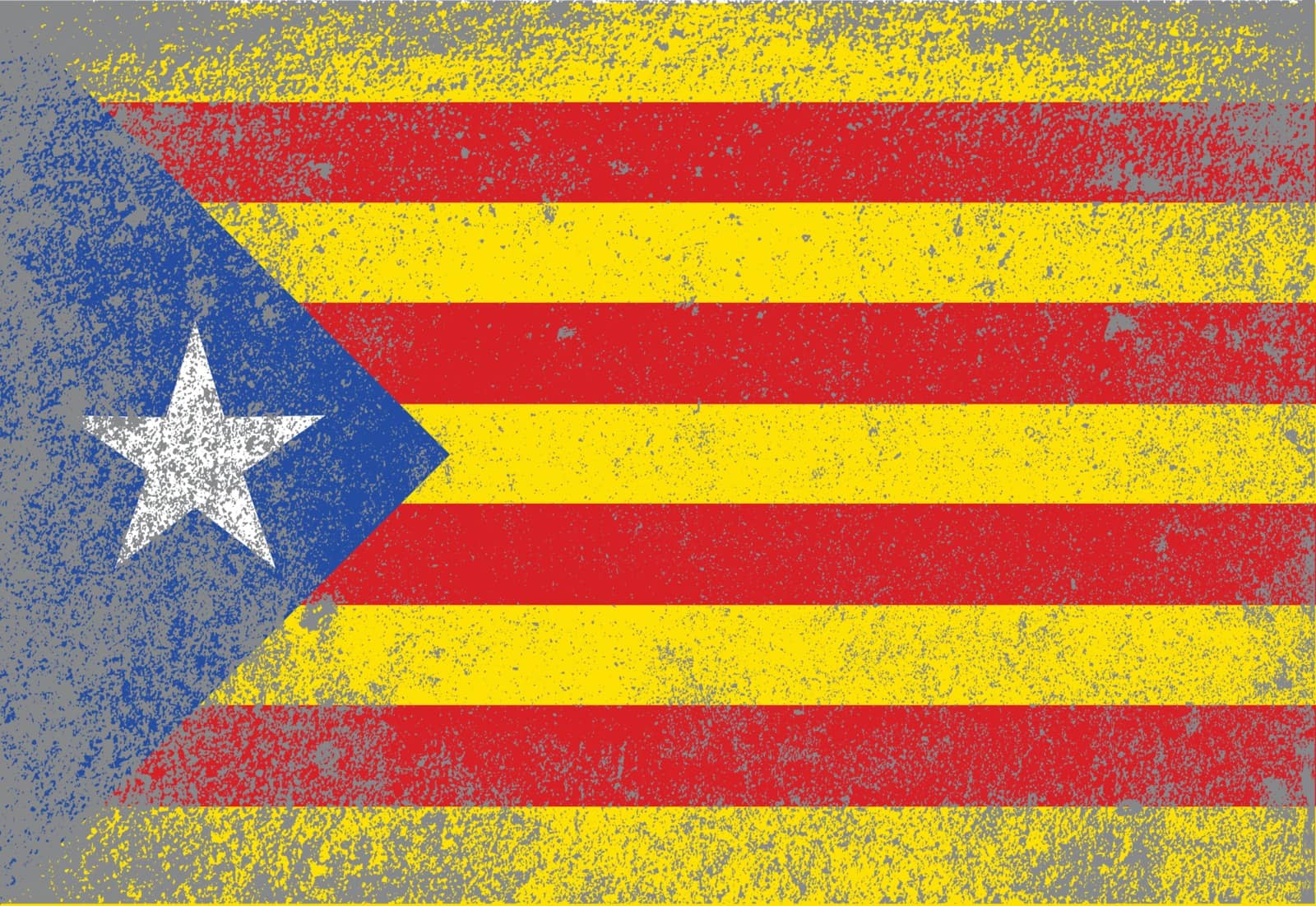 The flag as used by the Catalan portion of Spain with grunge