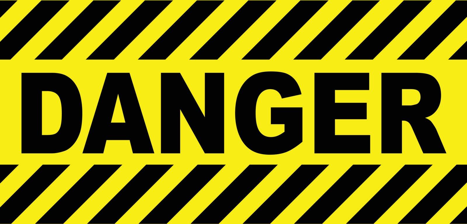 A background in the warning colours of yellow with black stripes with the Danger